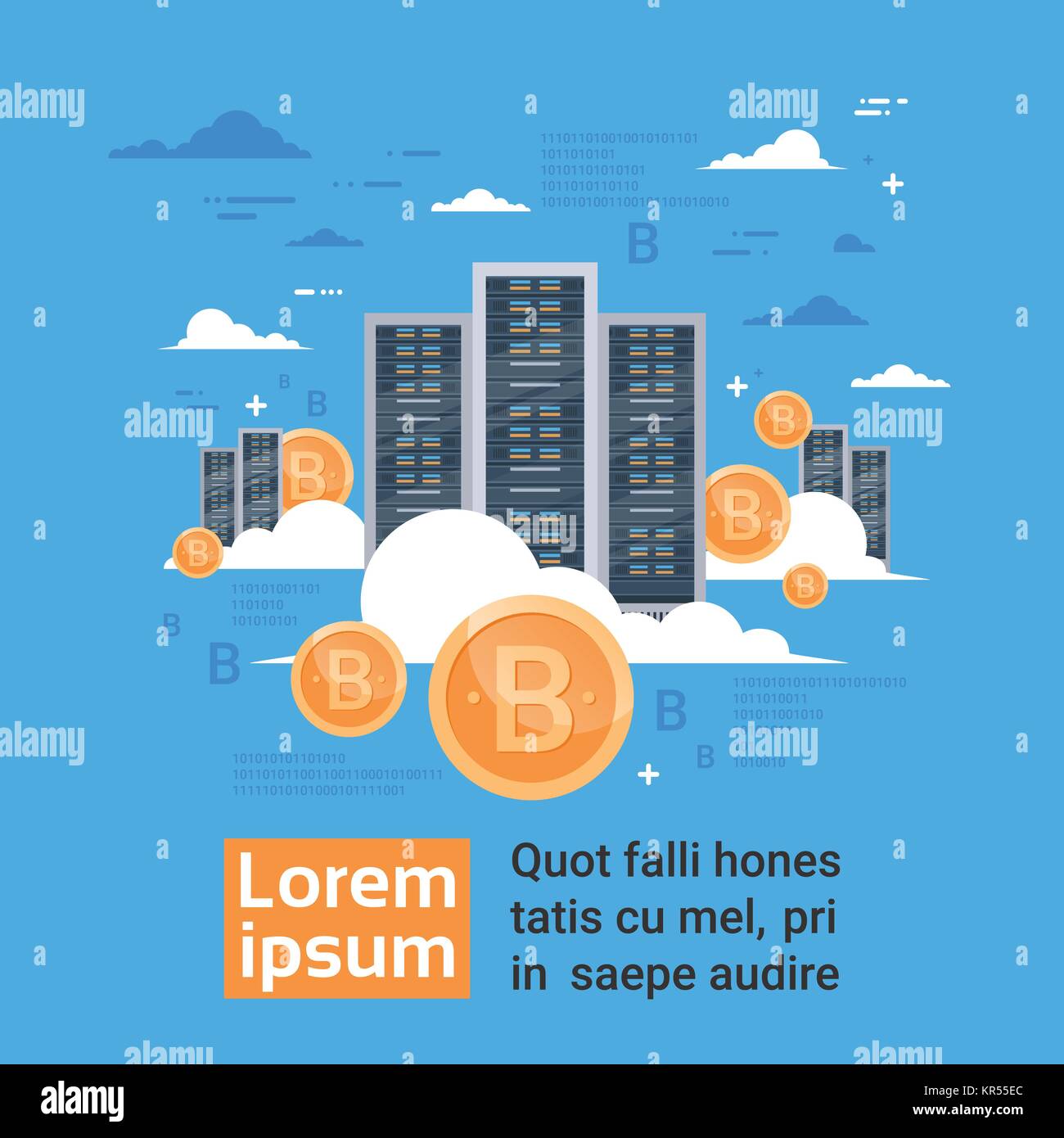 Bitcoin Mining Farm Concept Digital Virtual Crypto Currency Data Center Storage Stock Vector ...