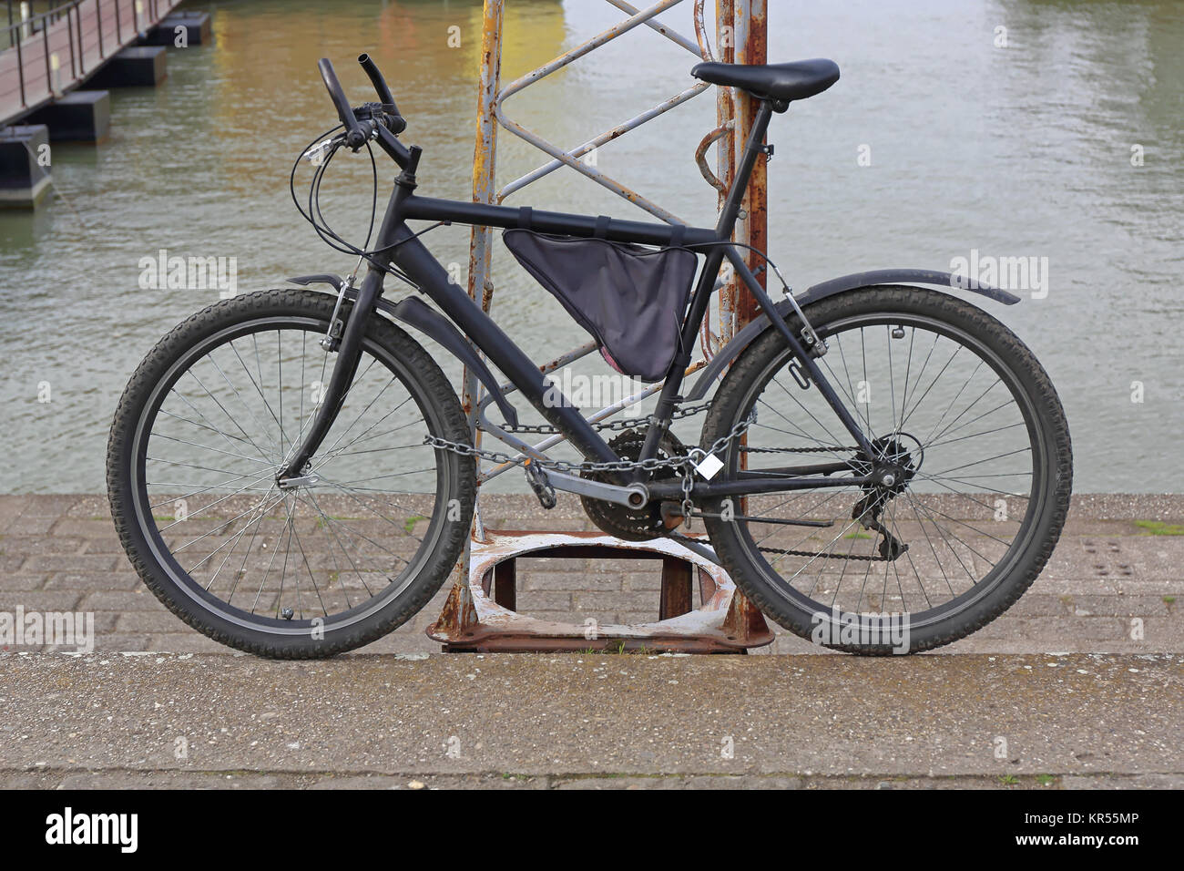 Locked Bicycle Stock Photo Alamy