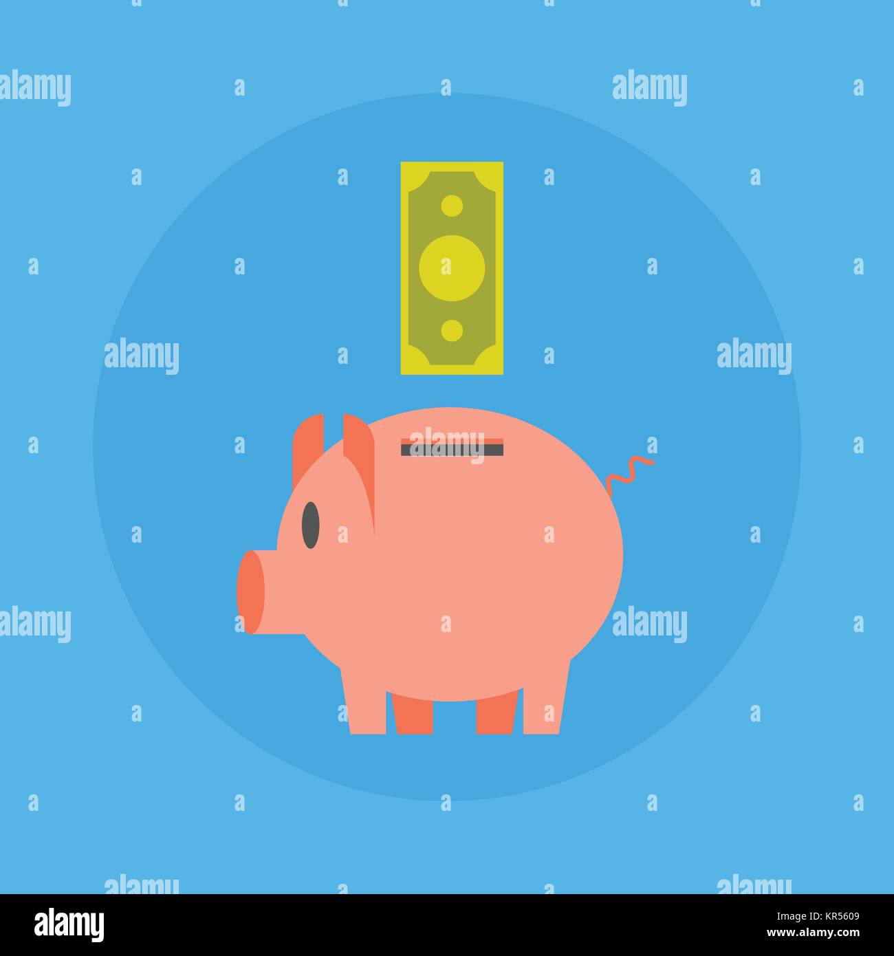 Piggy Bank With Dollar Banknote Icon Money Saving Concept Stock Vector ...