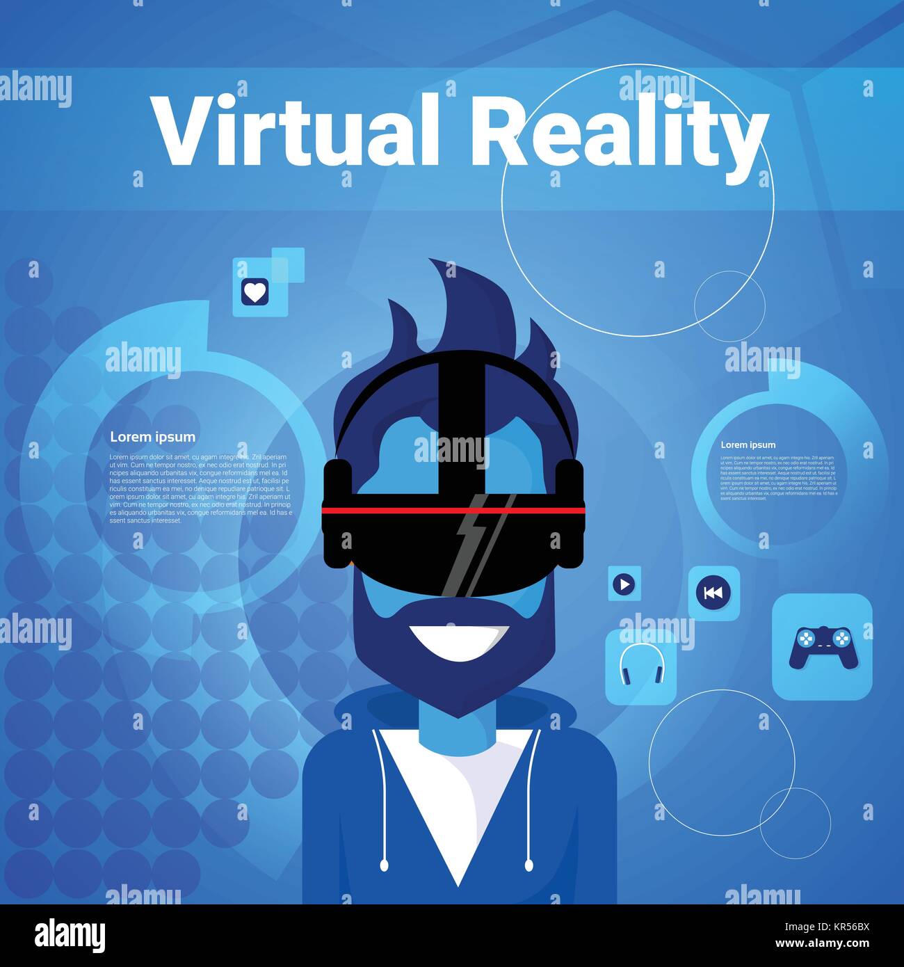 Man Gaming Wear Virtual Reality Glasses Modern Vr Goggles Technology Concept Stock Vector