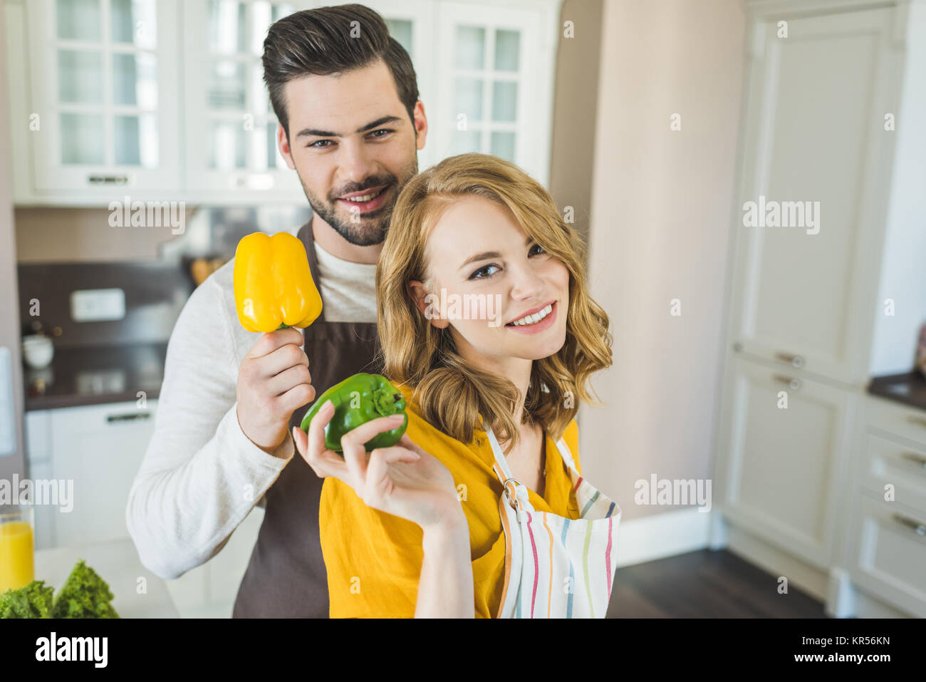 Couple preparing vegetables Stock Photo