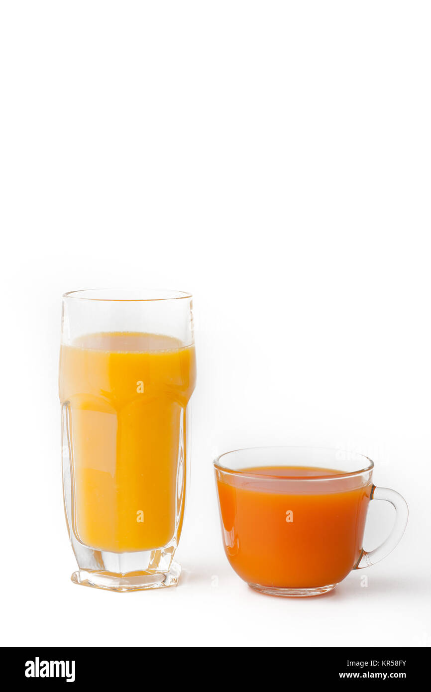 Glasses of juice on the white background Stock Photo