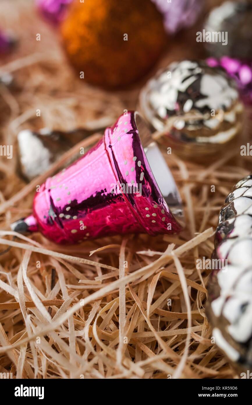 Glass Christmas tree bell on the filings Stock Photo Alamy