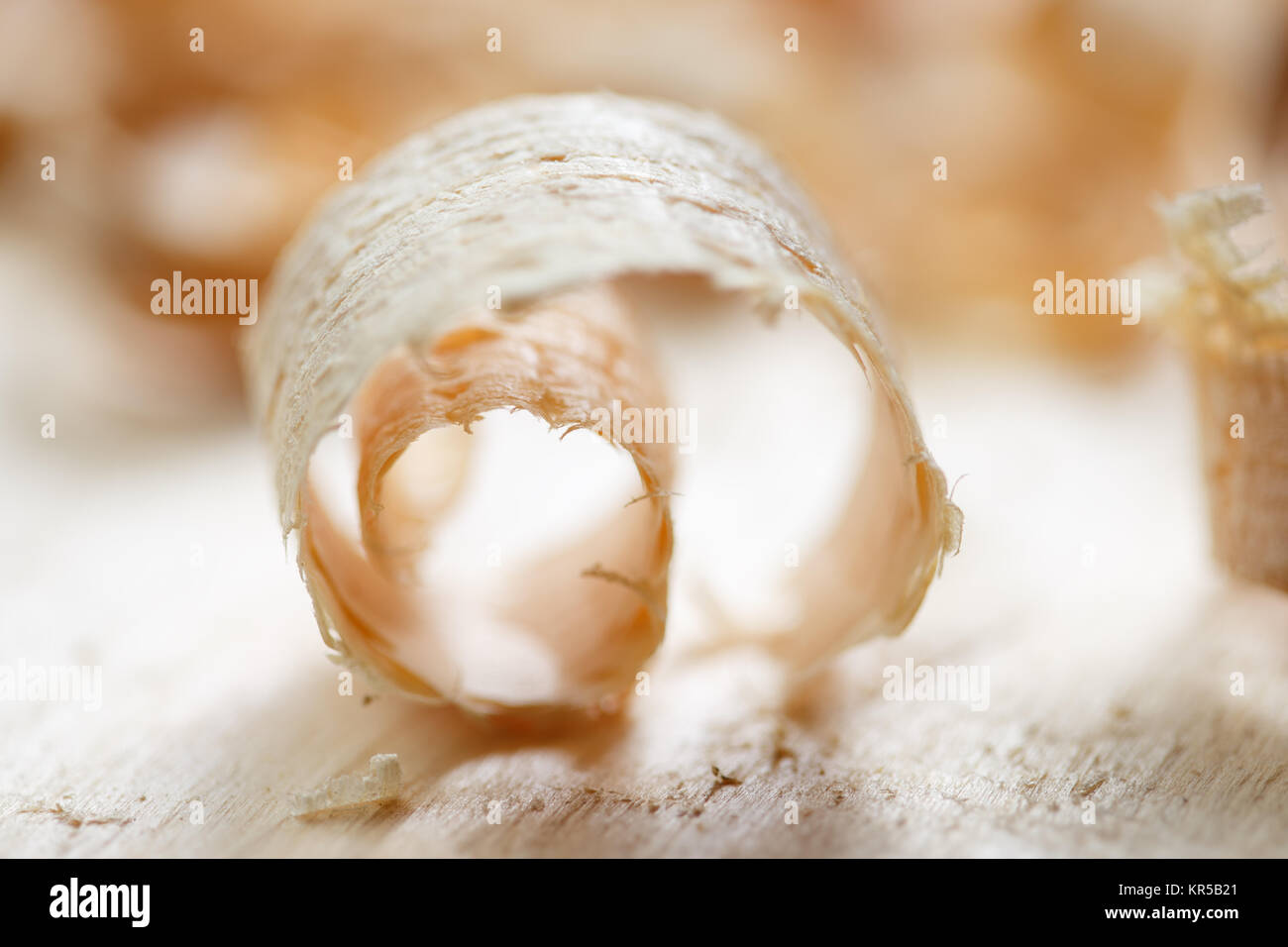 Wood shavings with shallow depth of field. Stock Photo