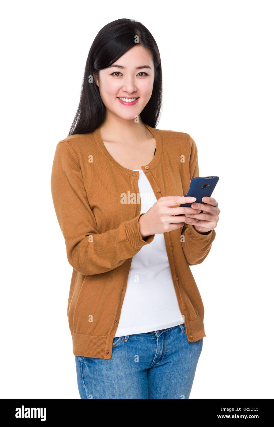 Asian woman use of cellphone Stock Photo - Alamy