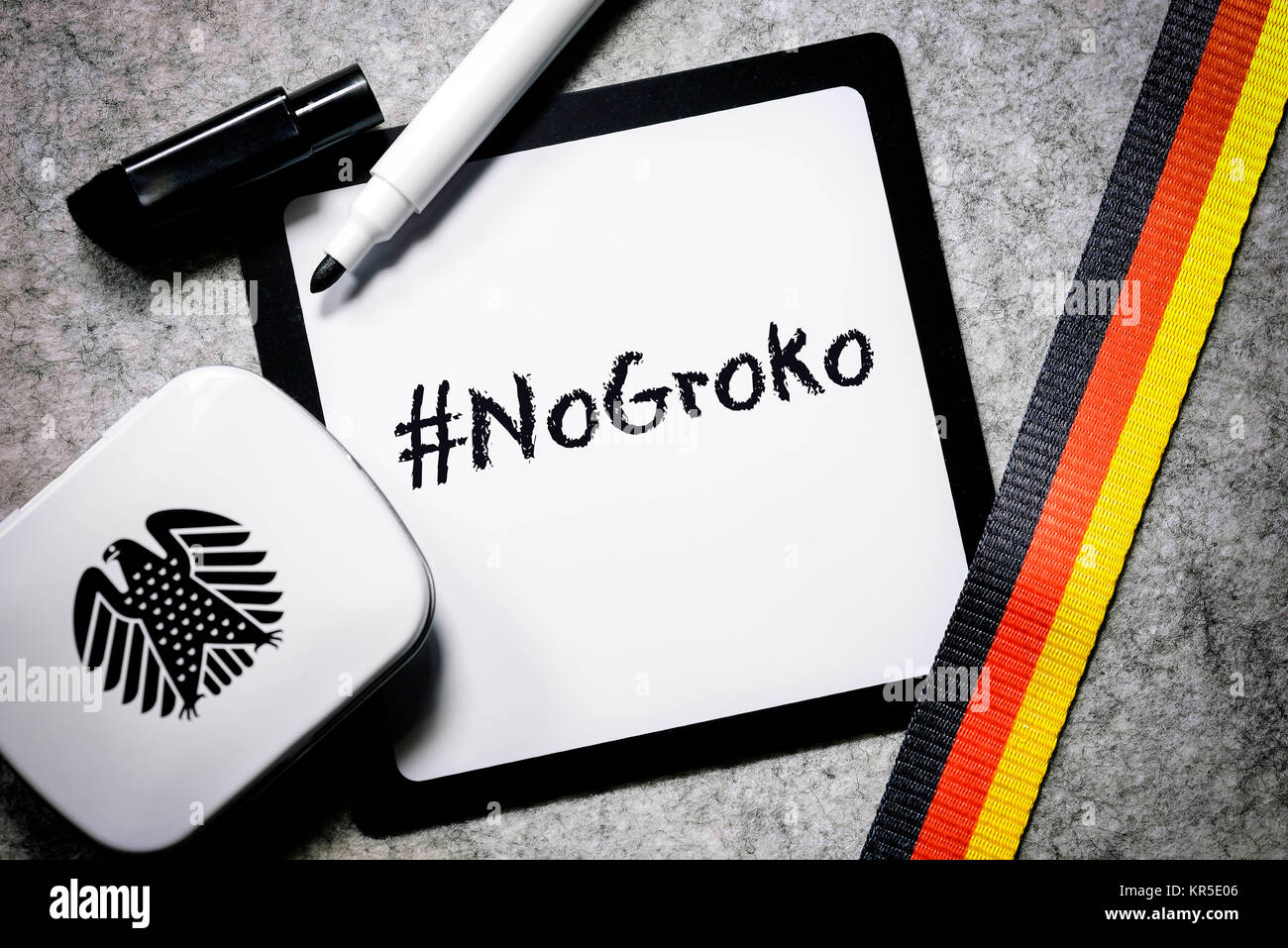 Writing board with the label #NoGroko, opposition against the grand coalition, Schreibtafel mit der Aufschrift #NoGroko, Widerstand gegen die Große Ko Stock Photo