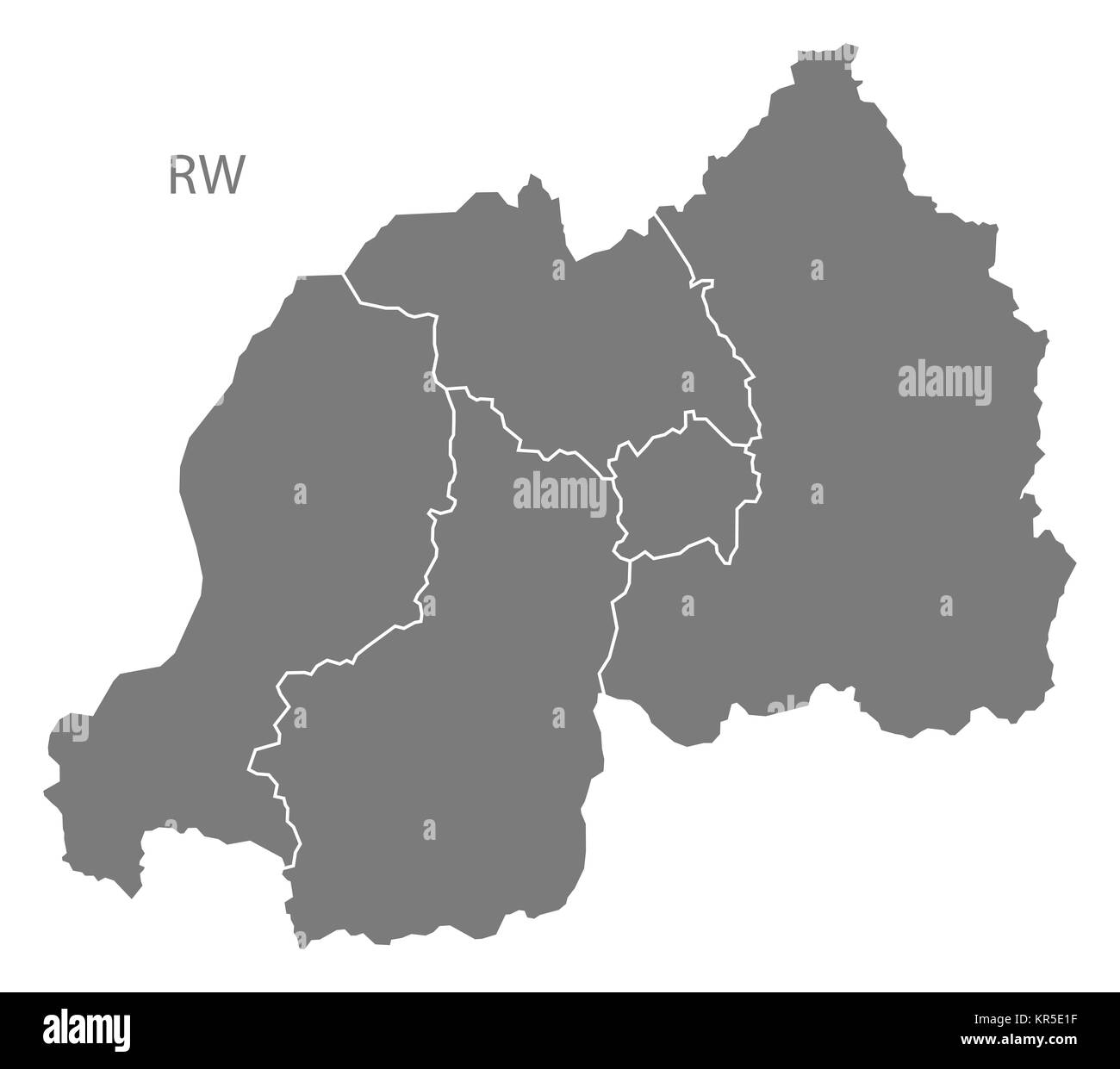 Rwanda provinces Map grey Stock Photo - Alamy