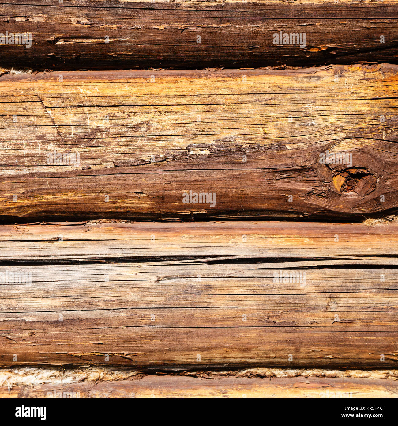 old oak beams of country house wall Stock Photo