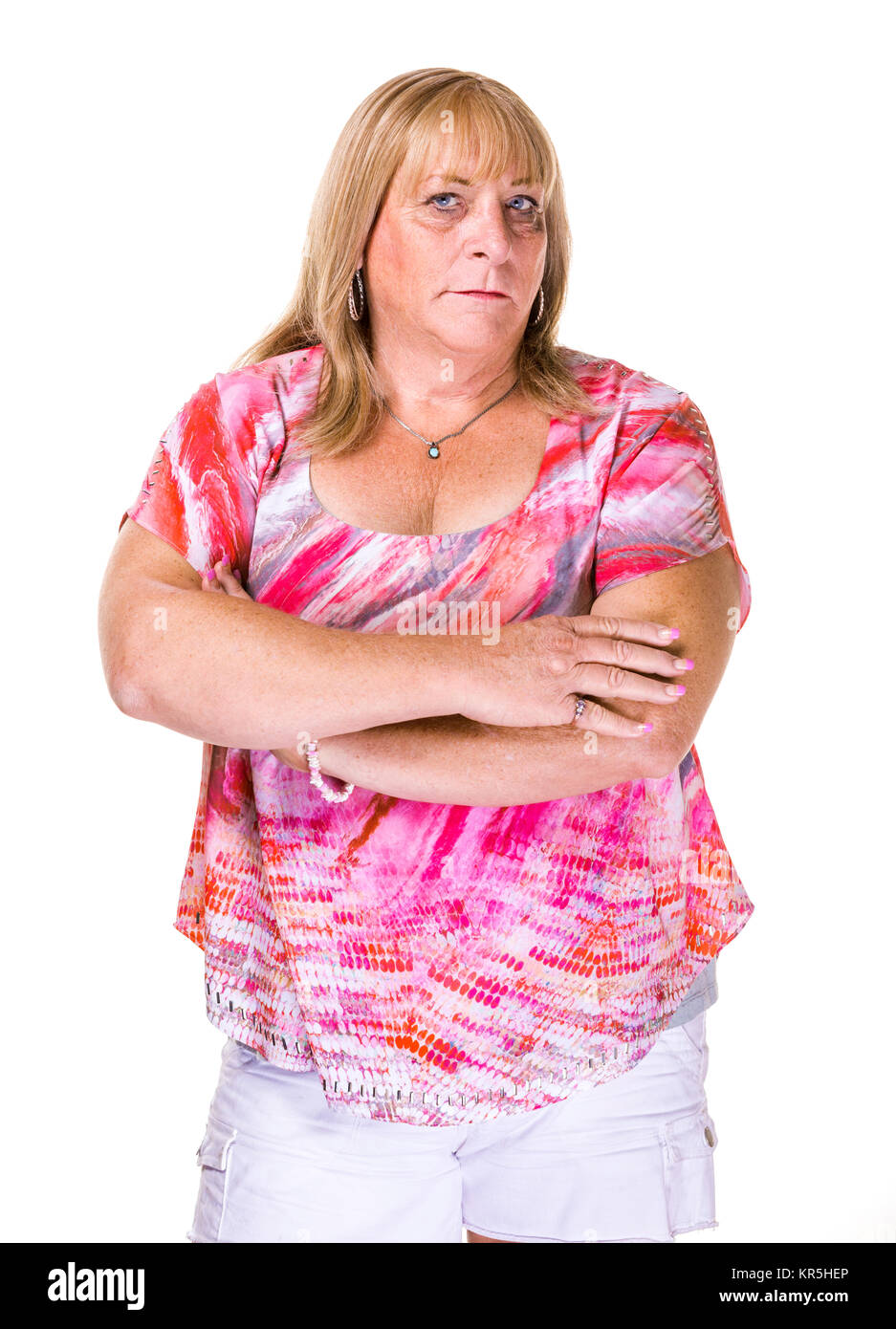 Skeptical or Angry Mature Transgender Woman Stock Photo