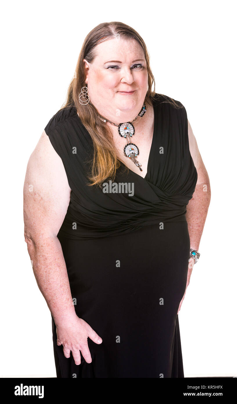 Transgender Woman in Black Dress Stock Photo
