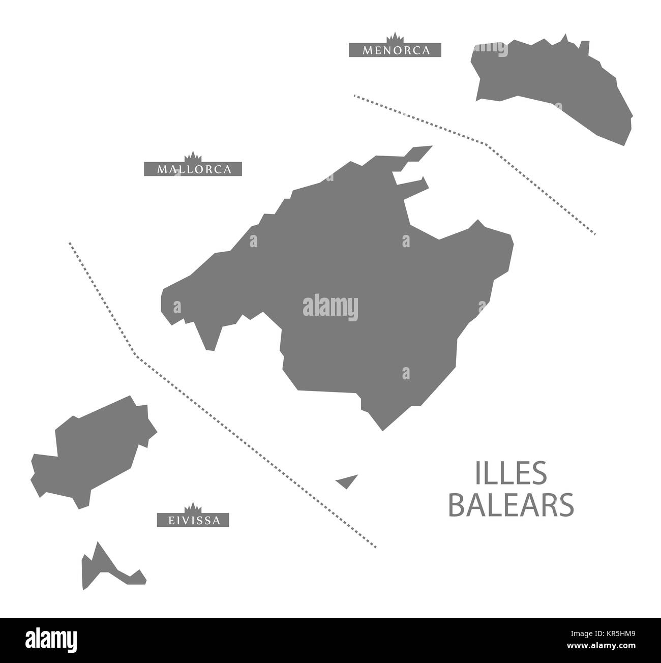 Illes Balears Spain Map grey Stock Photo