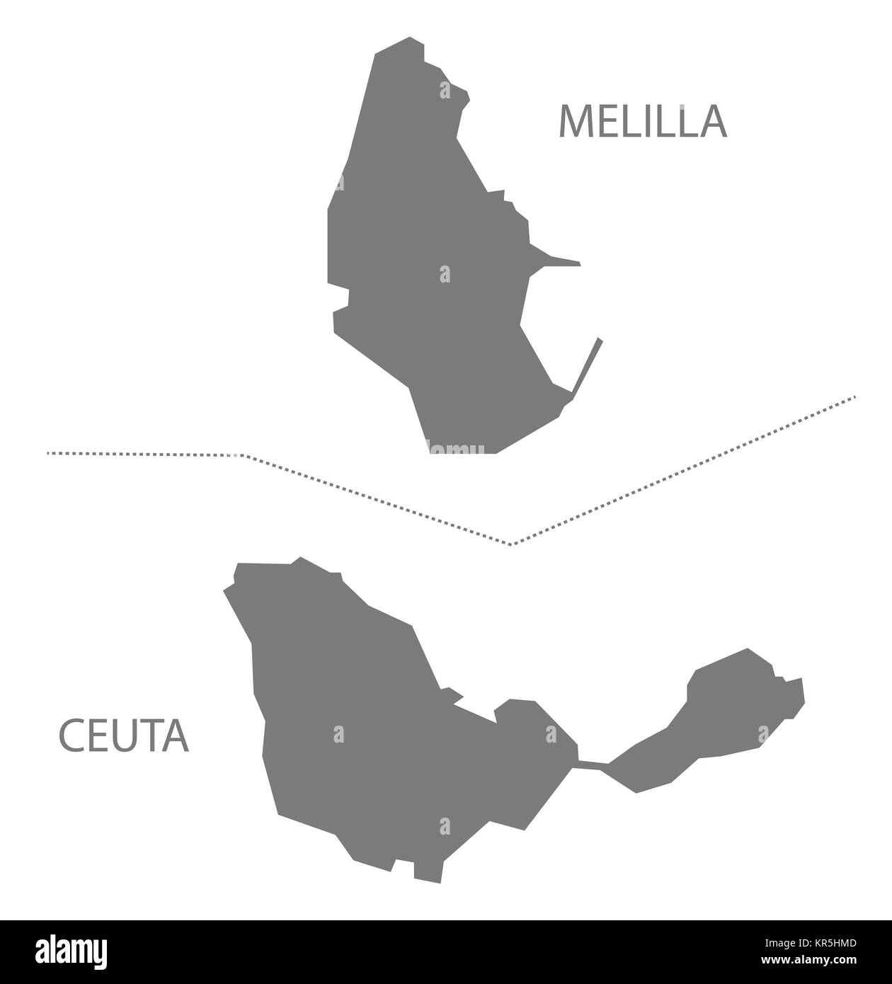 Melilla and Ceuta Spain Map grey Stock Photo