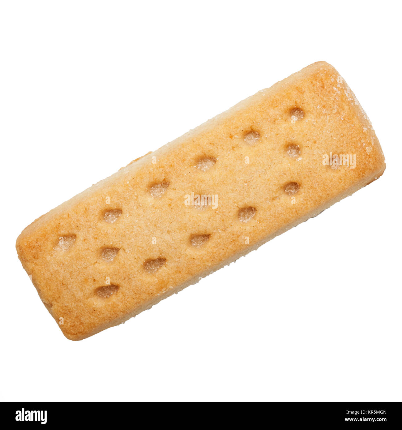 A shortbread finger biscuit on a white background Stock Photo