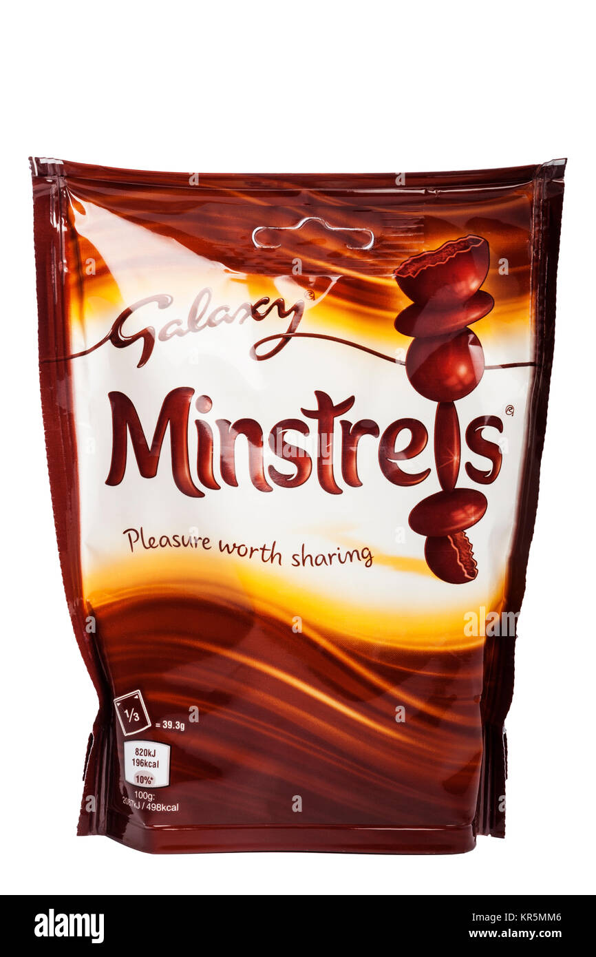 A packet of Galaxy Minstrels on a white background Stock Photo