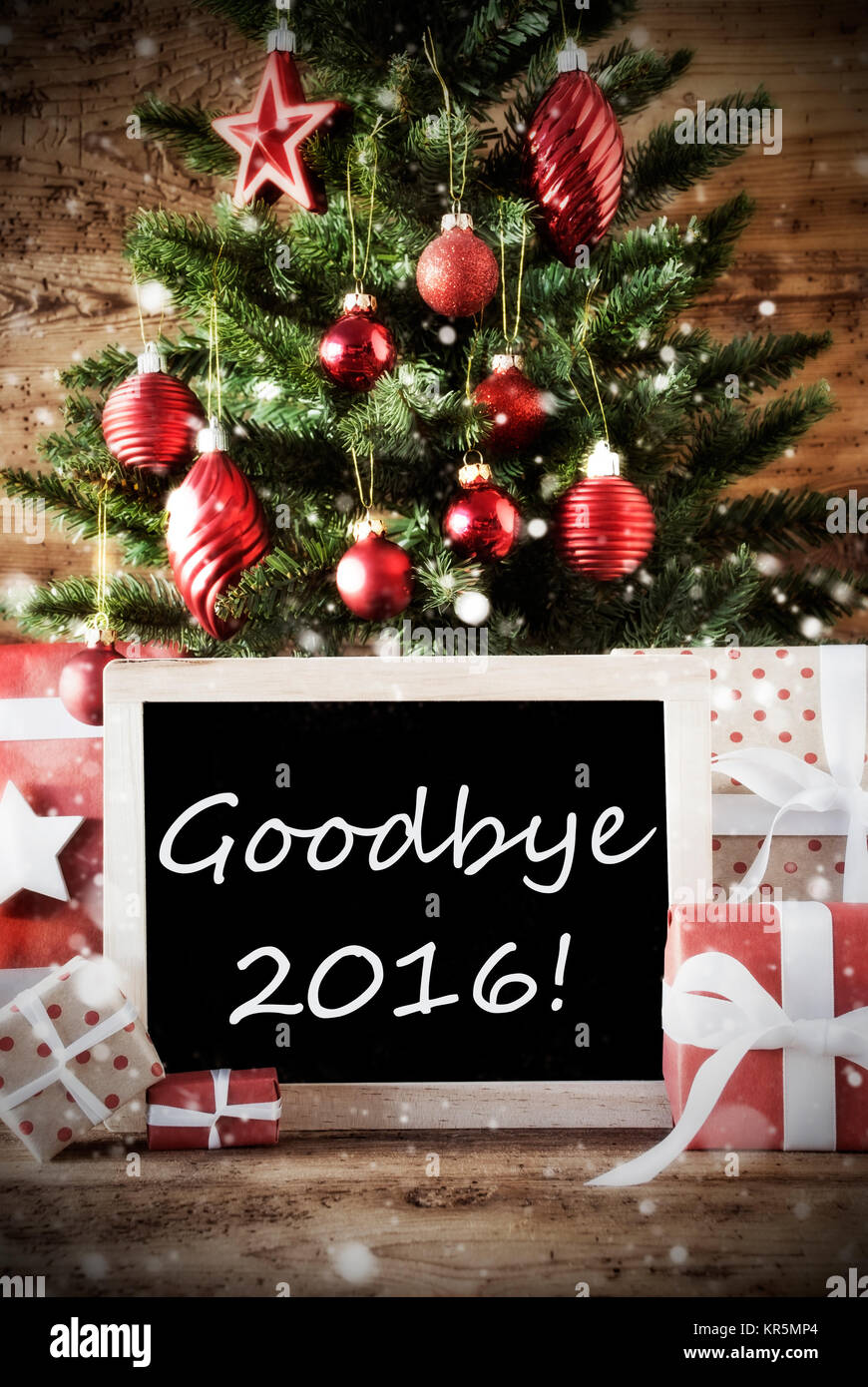 christmas tree with goodbye 2016 Stock Photo