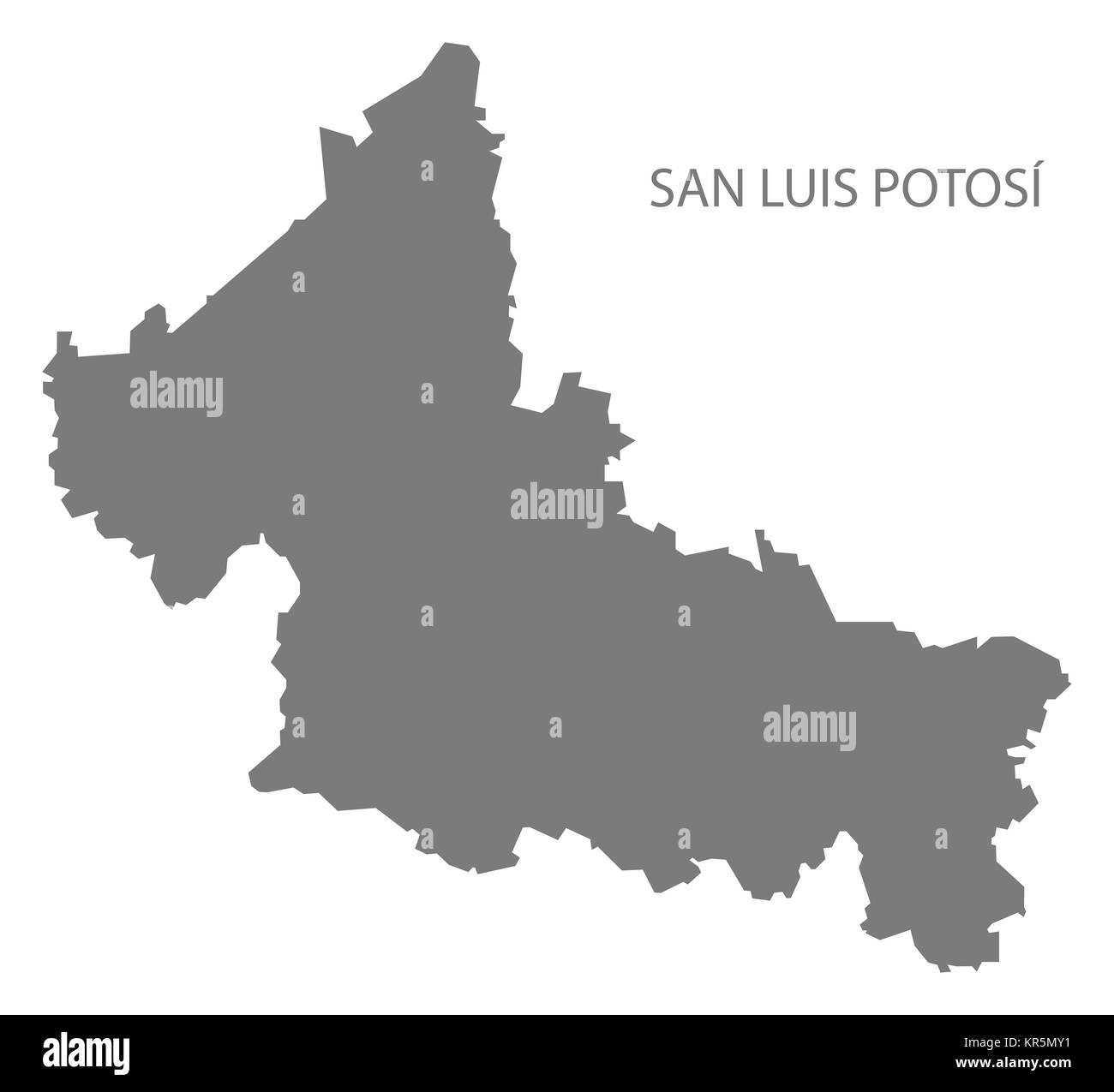 San Luis Potosi Mexico Map grey Stock Photo