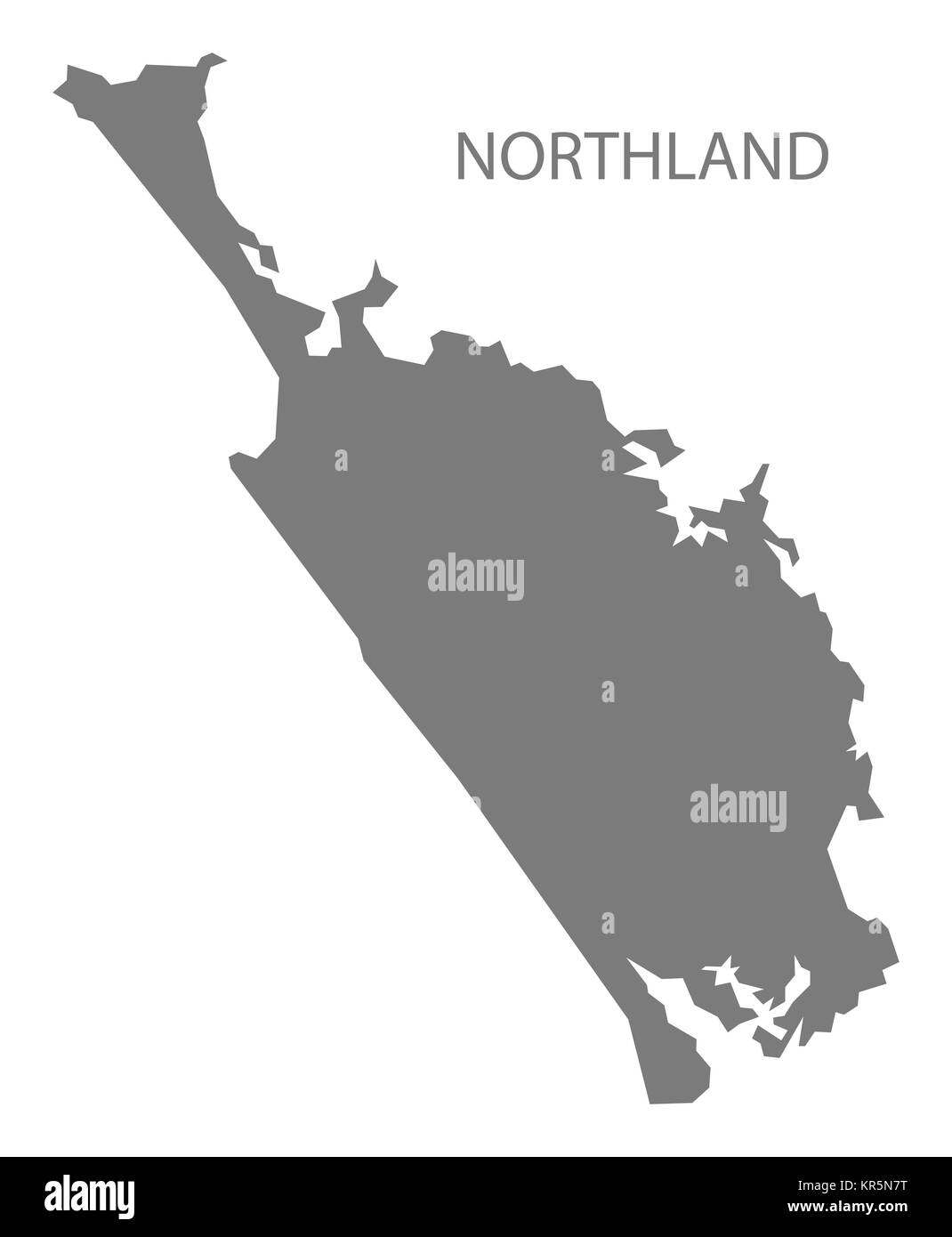 Northland New Zealand Map grey Stock Photo