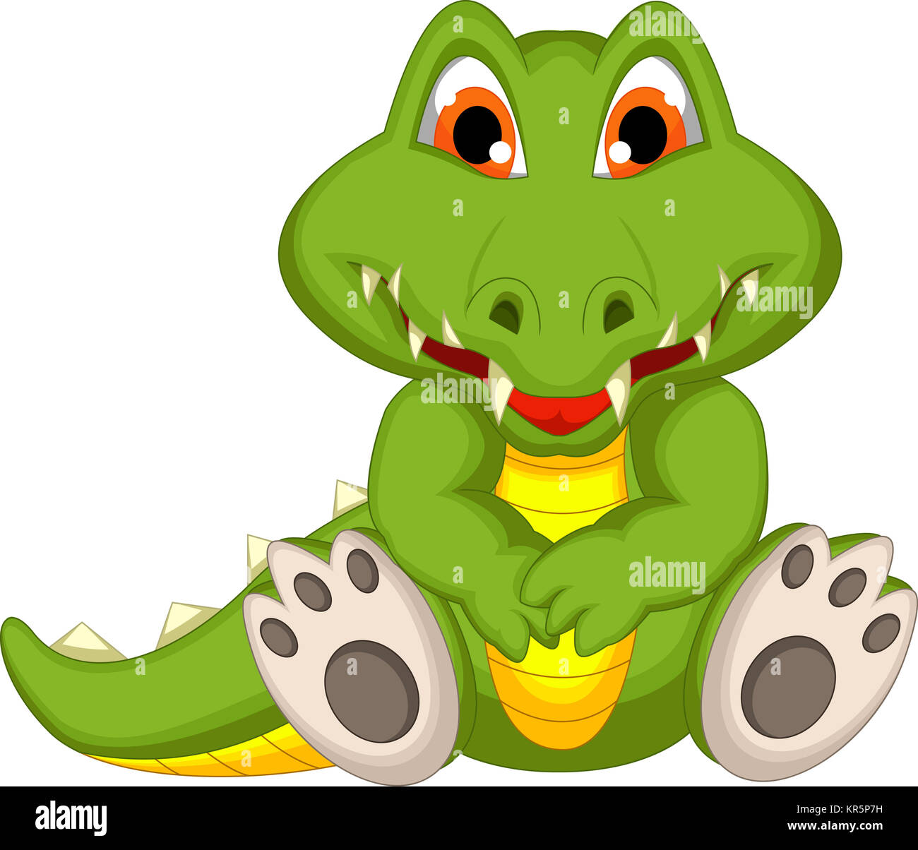 funny crocodile cartoon sitting Stock Photo
