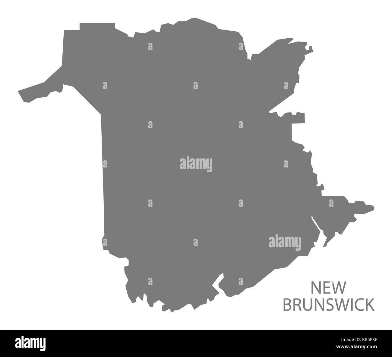New Brunswick Canada Map grey Stock Photo