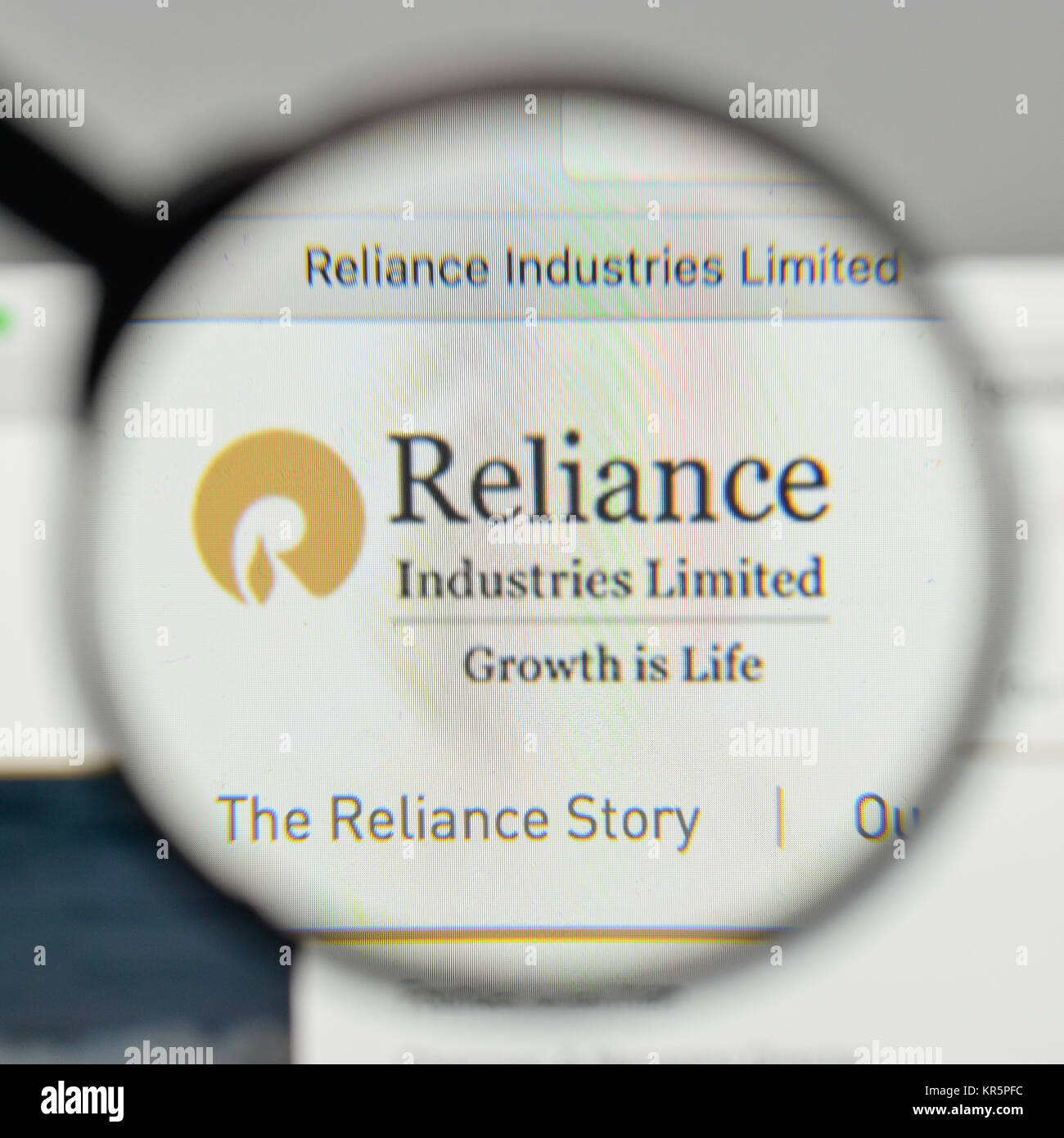 Milan, Italy - November 1, 2017: Reliance Industries logo on the website homepage. Stock Photo