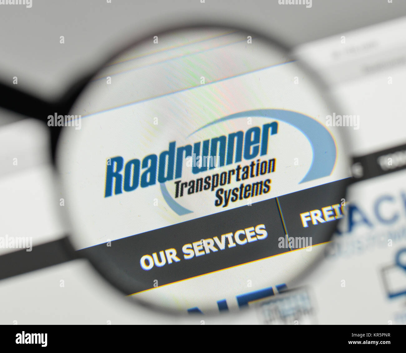 Milan, Italy - November 1, 2017: Roadrunner Transportation Systems logo ...