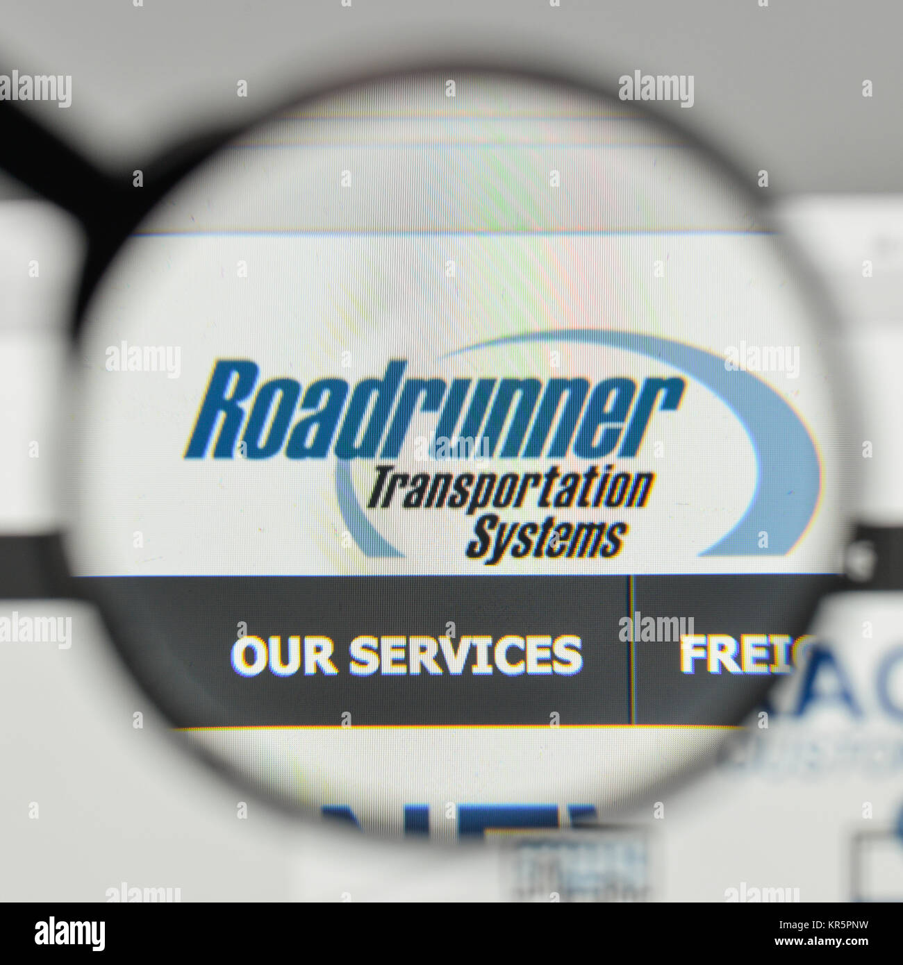 Milan, Italy - November 1, 2017: Roadrunner Transportation Systems logo ...