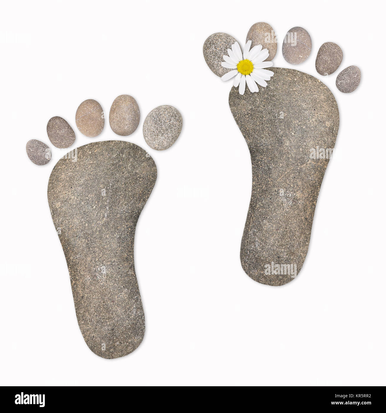 feet with chamomile,stones Stock Photo