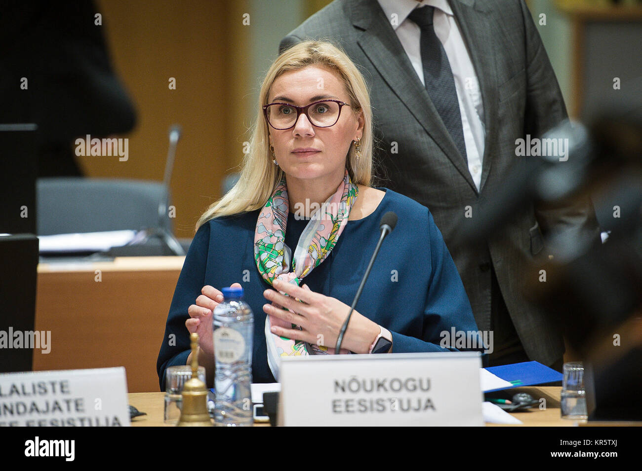 Brussels, Belgium. 18th Dec, 2017. Estonian Minister Kadri Simson prior ...