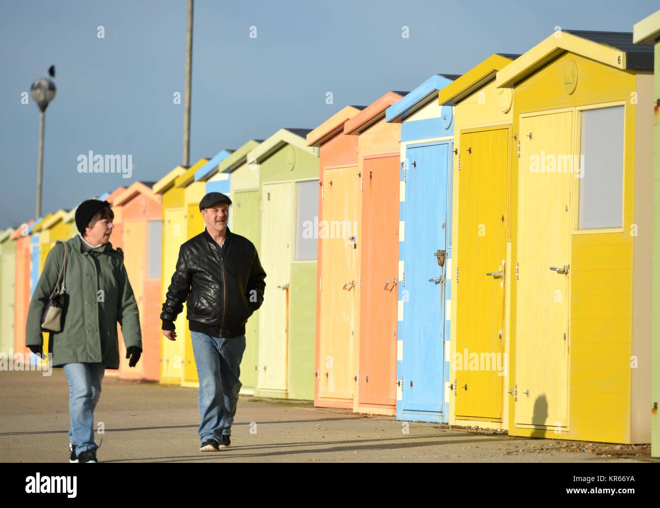 Seaford, East Sussex, UK. 19th Dec, 2017. People enjoying bright winter sunshine on Seaford beach, Eas Sussex. Credit: Peter Cripps/Alamy Live News Stock Photo