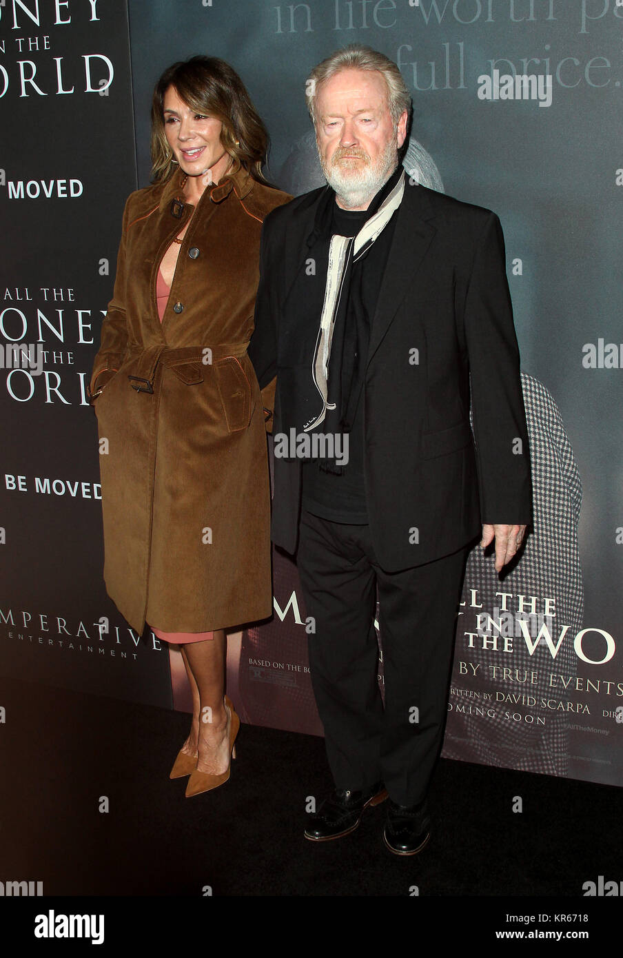 Beverly Hills, CA, USA. 19th Dec, 2017. Director Ridley Scott with wife