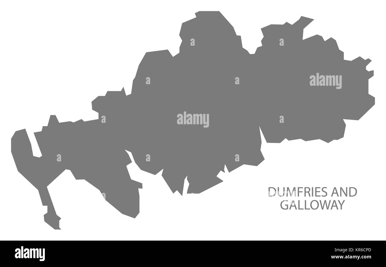 Dumfries and Galloway Scotland Map Grey