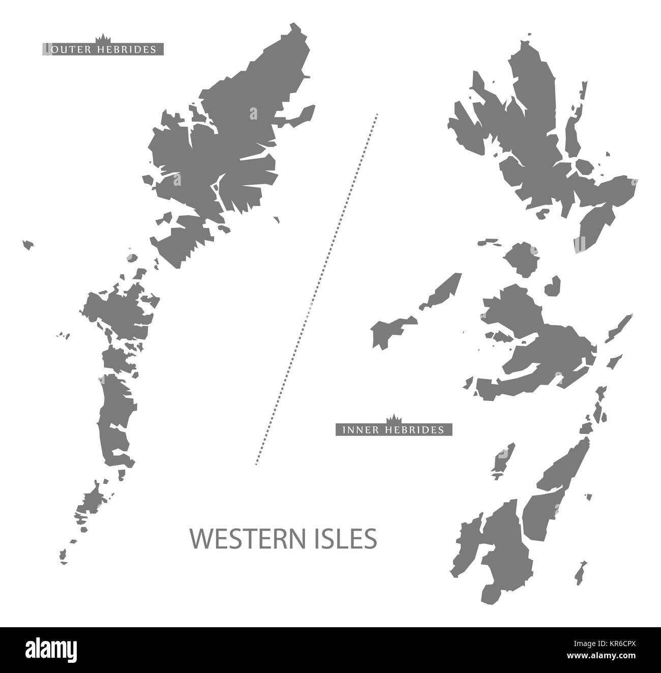 Western Isles Scotland Map grey Stock Photo - Alamy