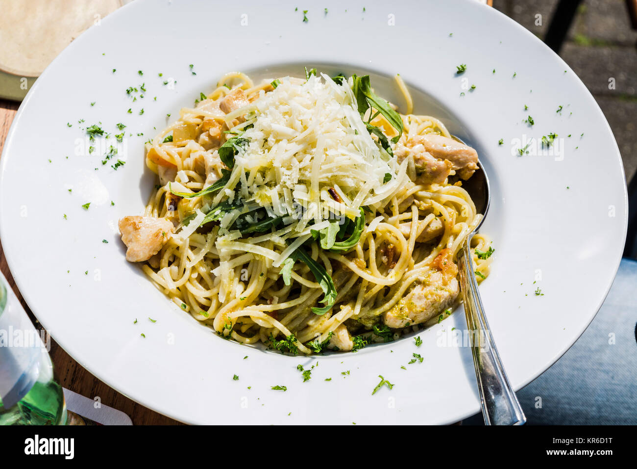 pasta,plate of italian spaghetti. Stock Photo