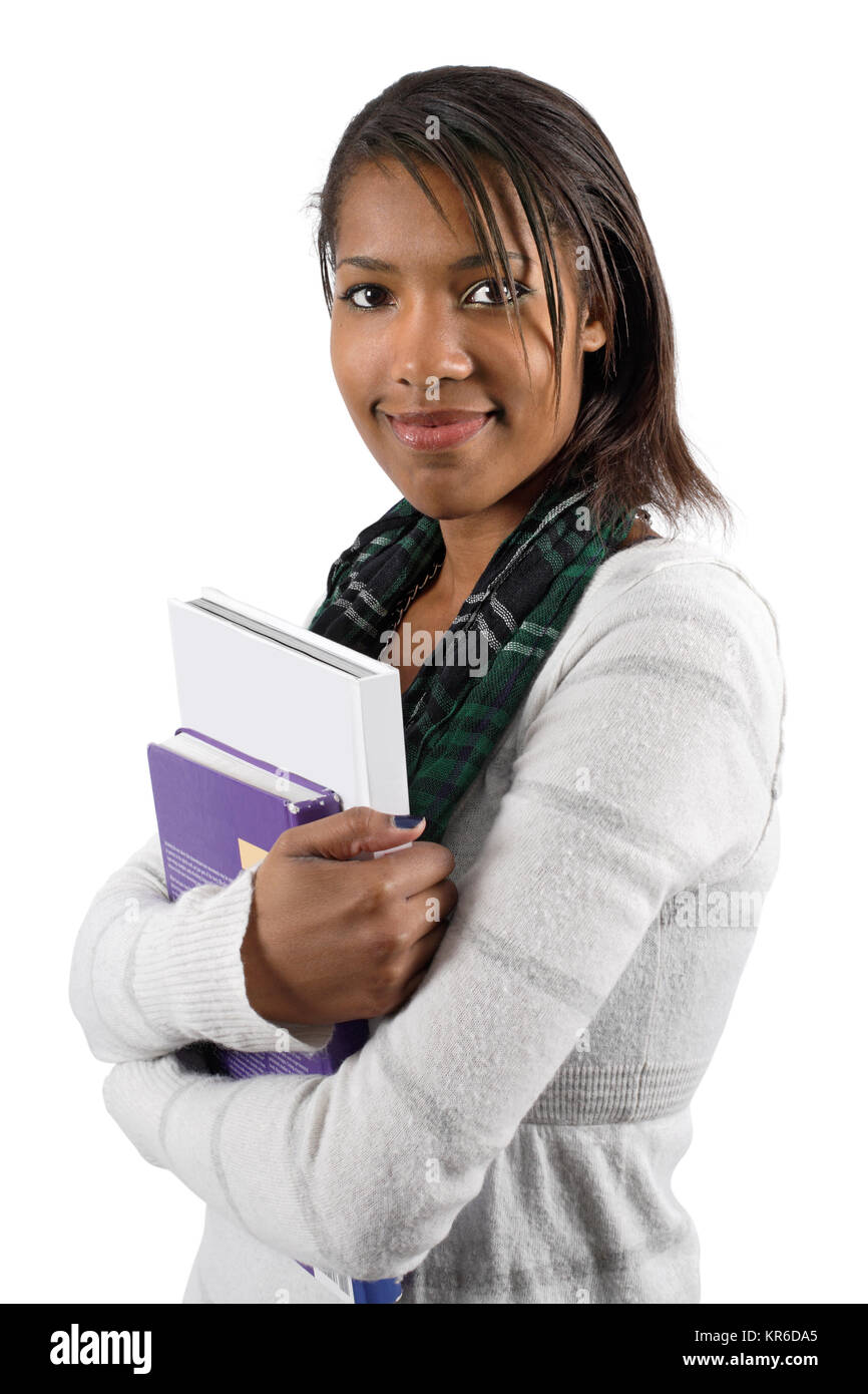 Photo of a beautiful female student carrying books Stock Photo - Alamy