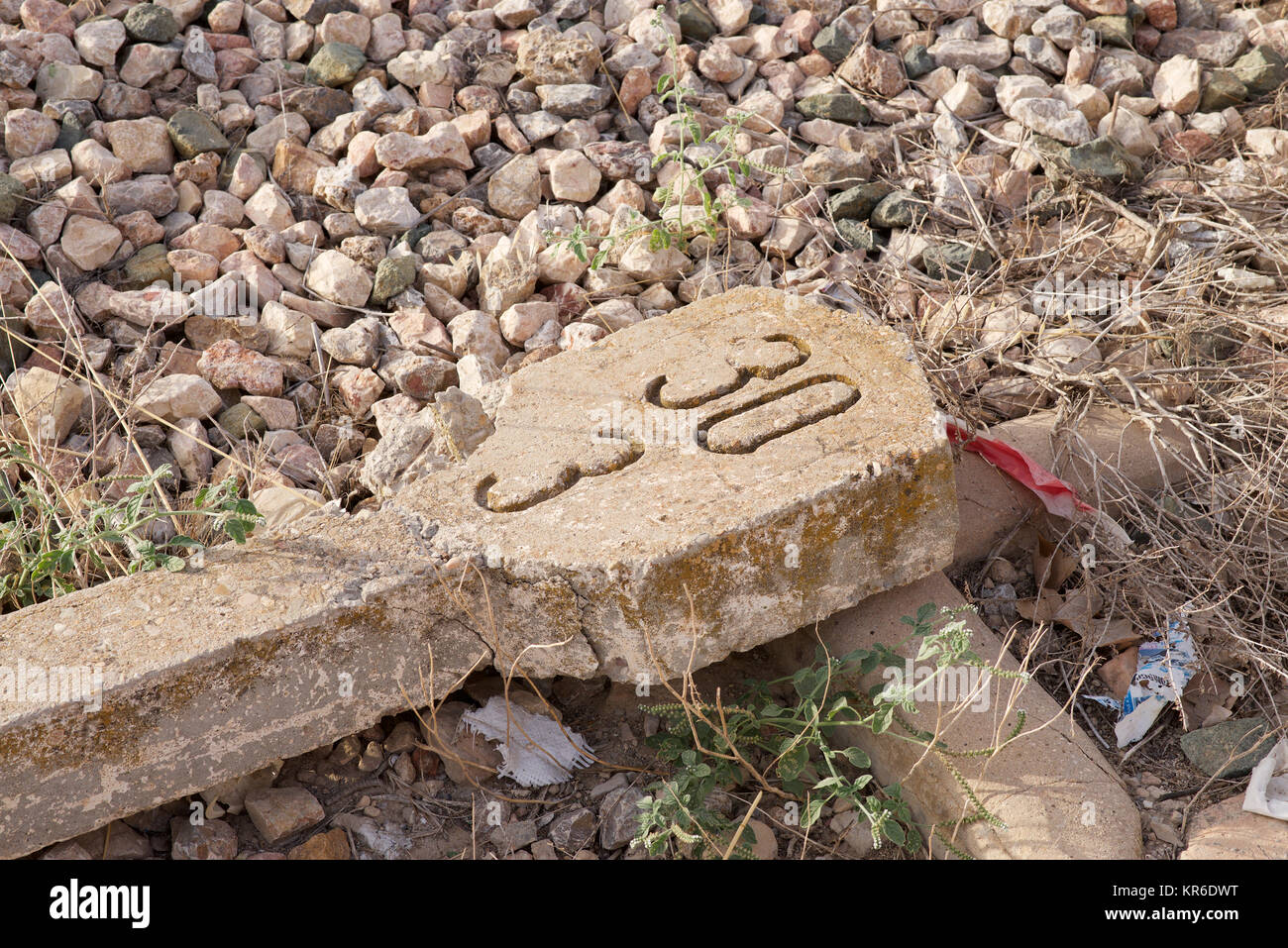 Distant Post Railway distance post on the ground - abstract Stock Photo - Alamy