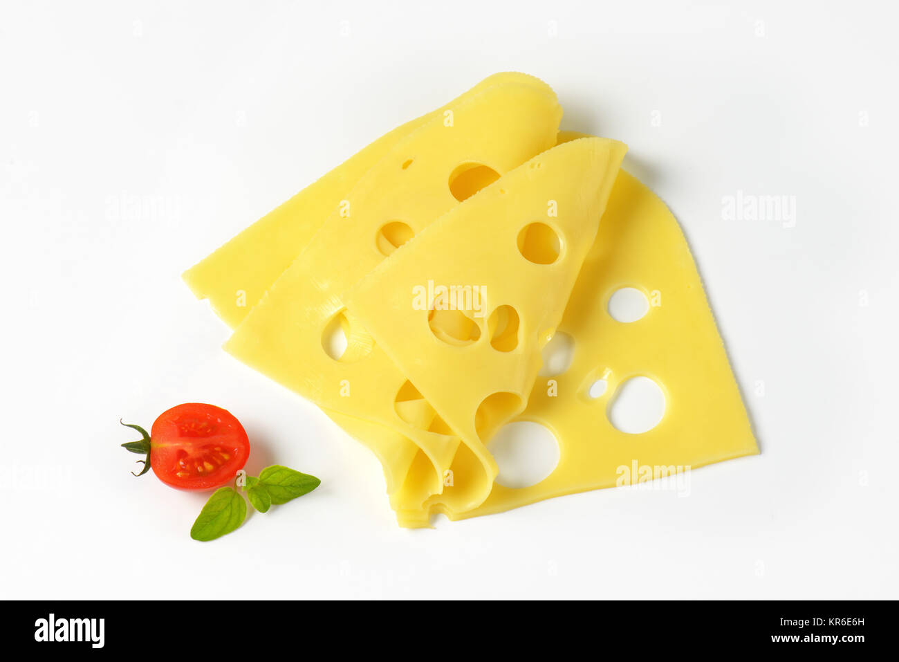 thin sliced emmental cheese Stock Photo Alamy