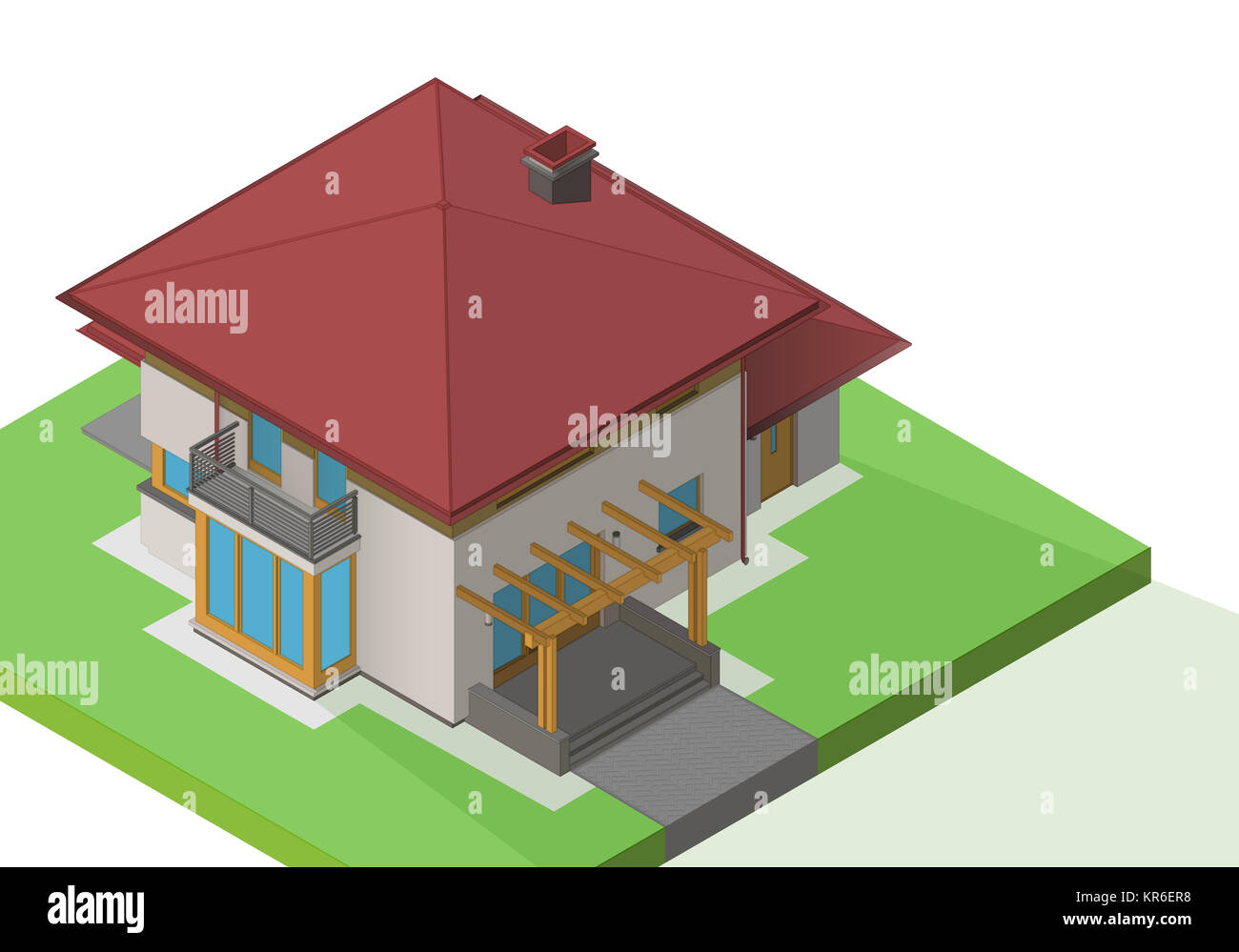 house suburban exterior vector isometric Stock Photo - Alamy
