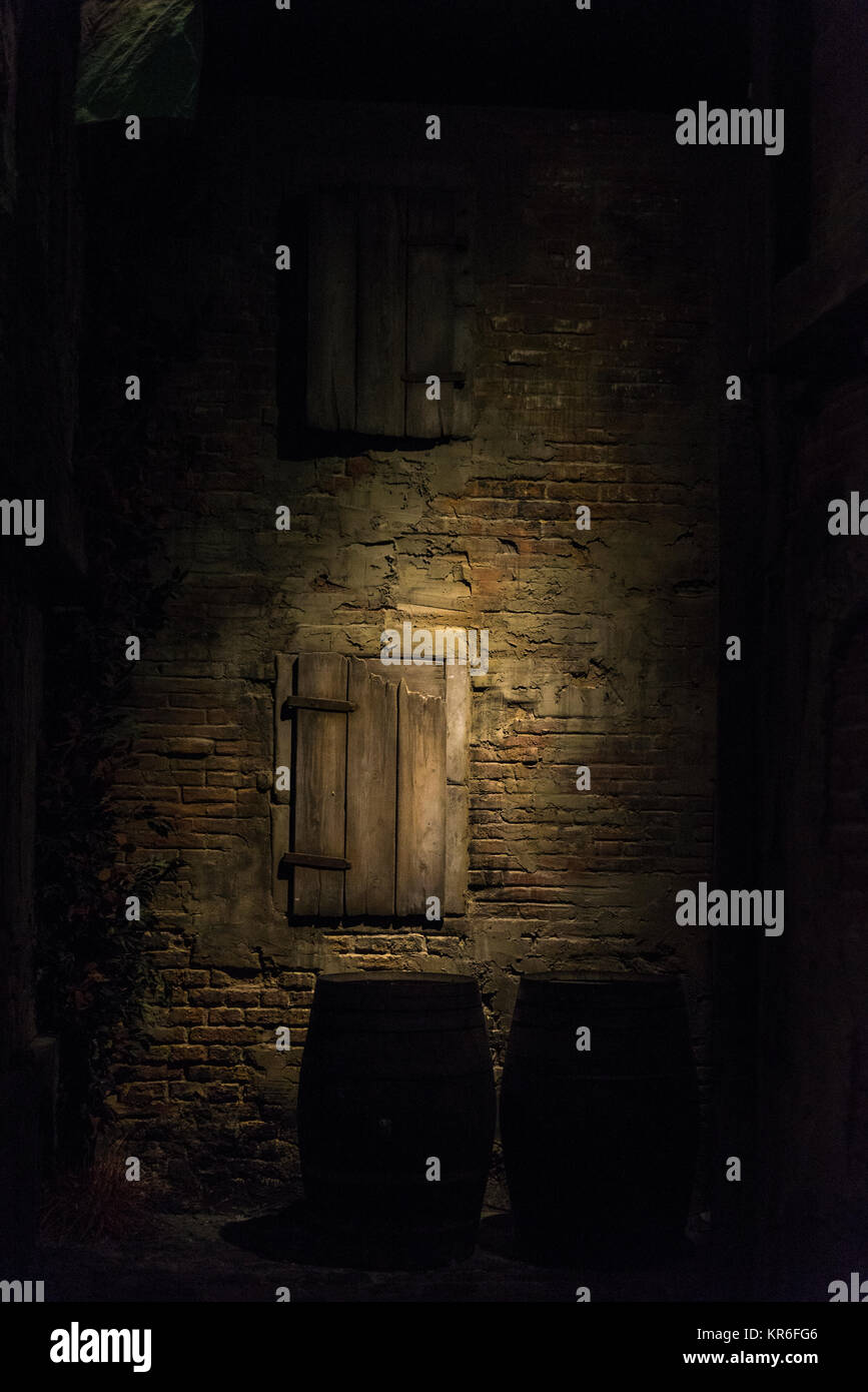 Medieval Cold Store Groceries in barrels in a medieval warehouse in Europe Stock Photo - Alamy