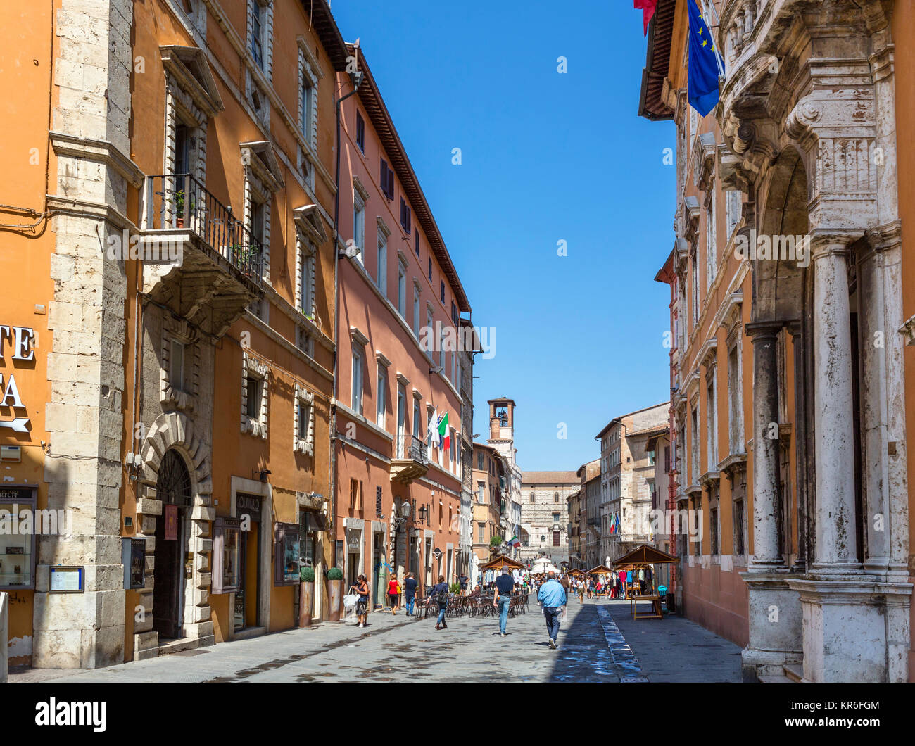 Corso Pietro Vannucci in the old town centre, Perugia, Umbria, Italy Stock Photo