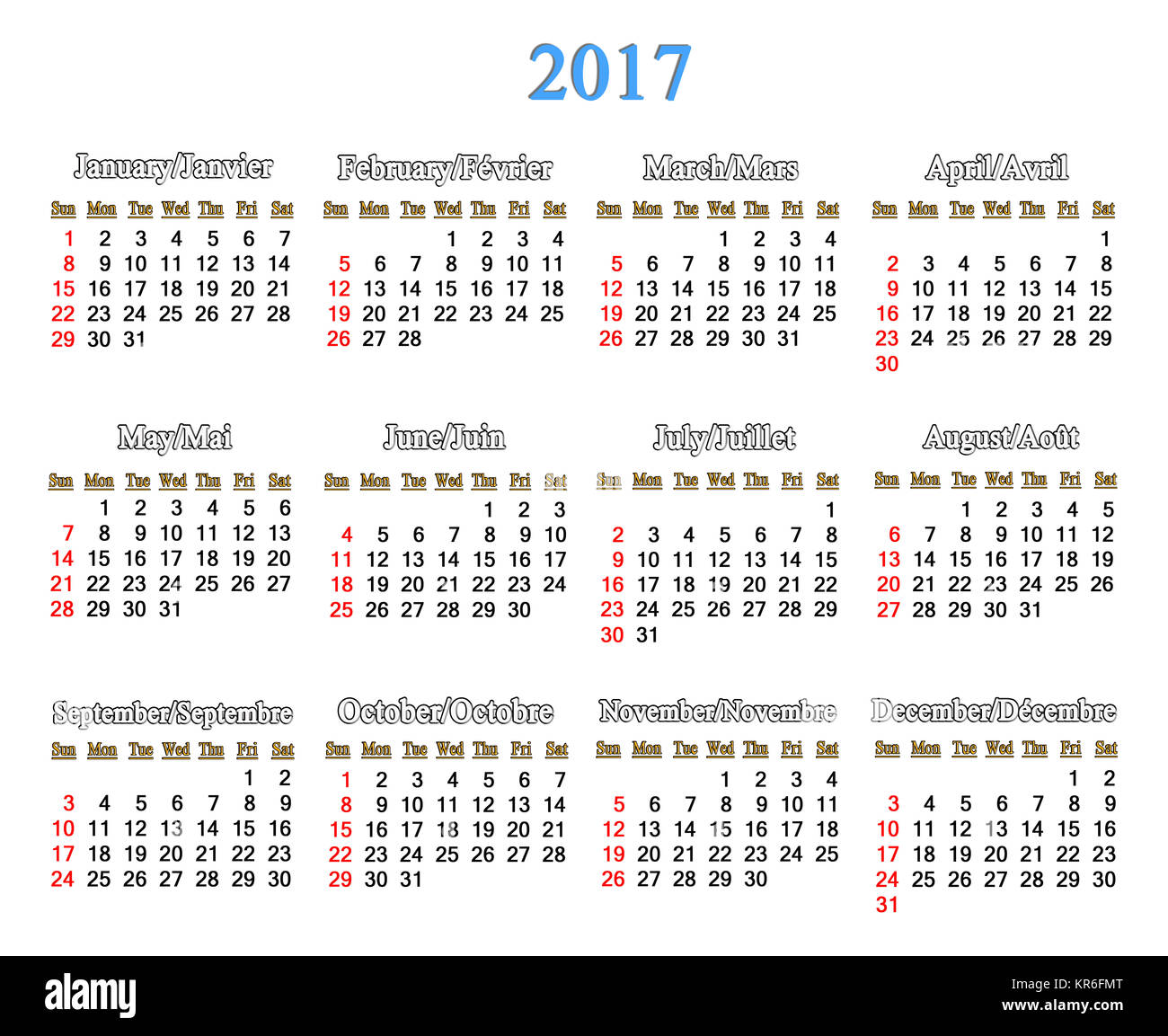 calendar for 2017 years on the white Stock Photo - Alamy
