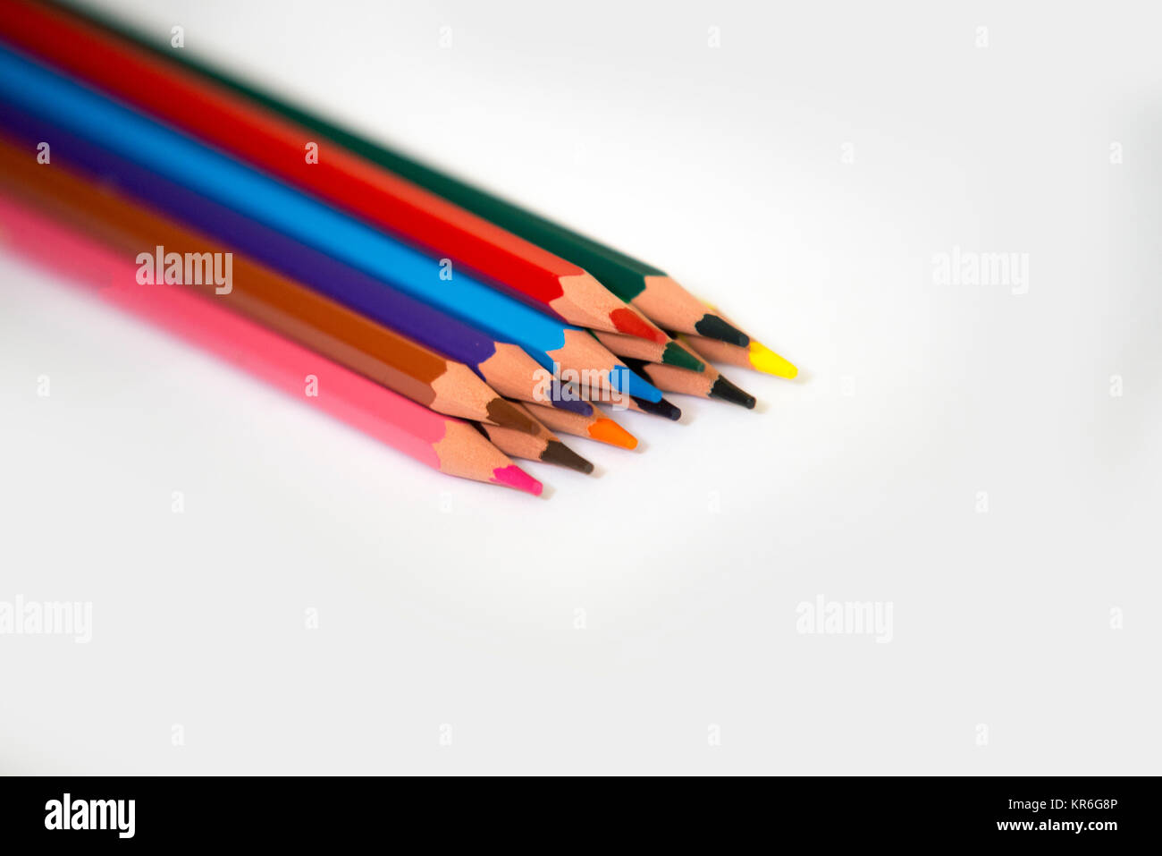 colorful pencils isolated on a white paper background Stock Photo