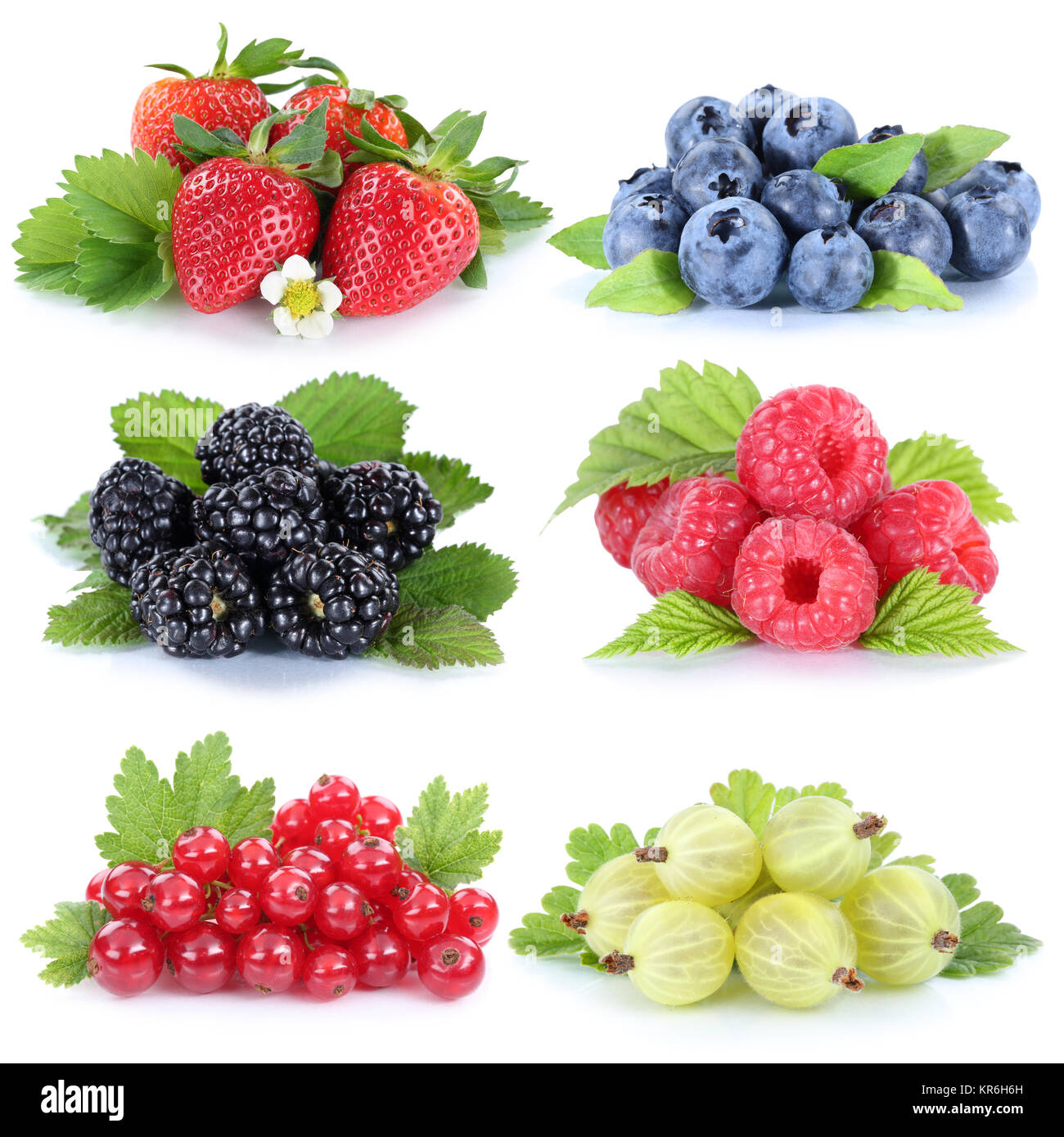 collection berries strawberry blueberry raspberry currant fruits Stock ...
