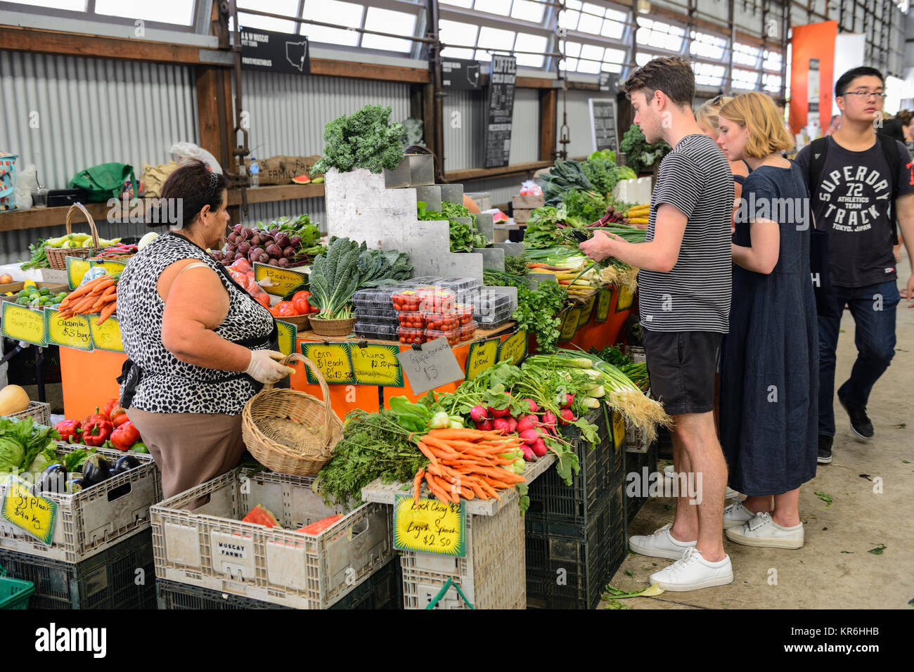 Carriageworks Farmers Market in the suburb of Eveleigh, Sydney, New South Wales, Australia Stock Photo