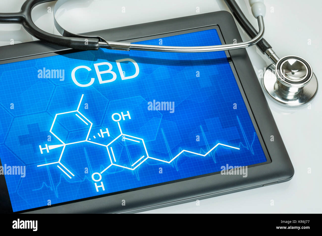 tablet having the chemical structural formula of cbd Stock Photo