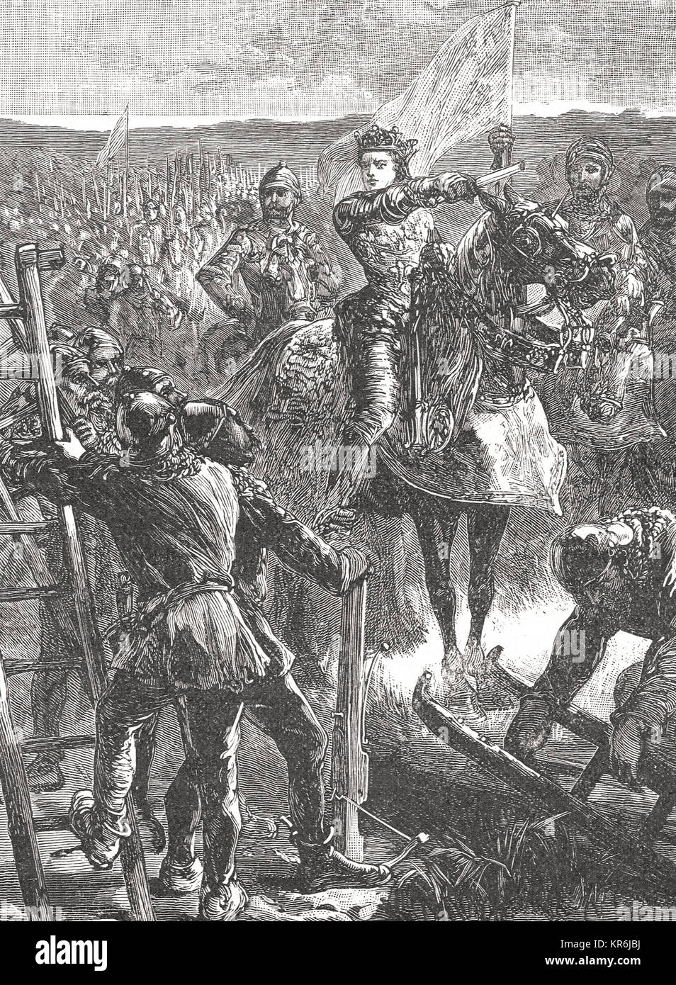 English at the Siege of Harfleur, Normandy, France, 1415. During the Lancastrian phase of the Hundred Years' War Stock Photo