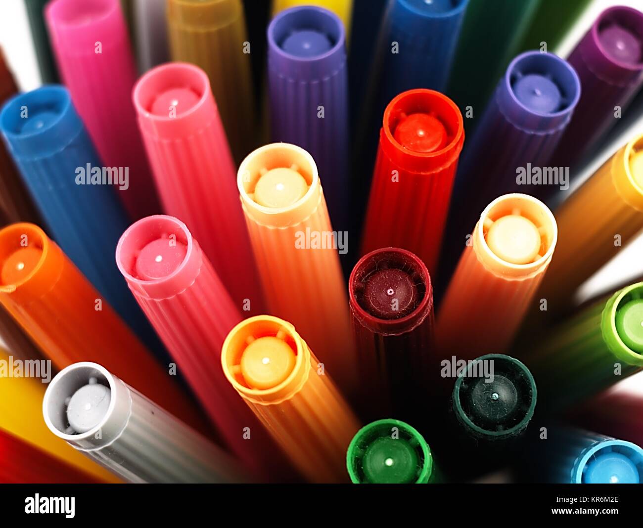 Colorful school markers closely Stock Photo Alamy