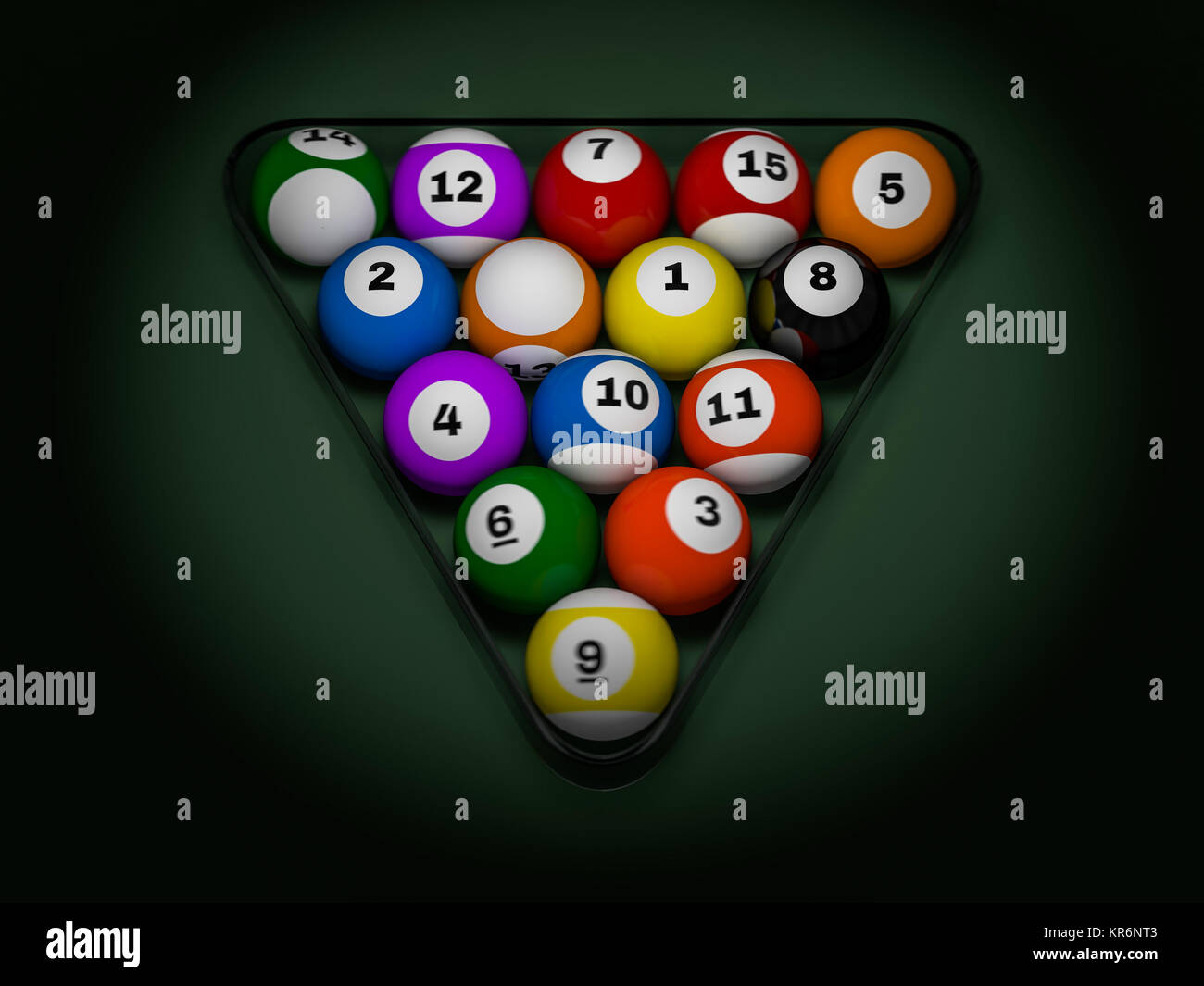 Pool billiard balls in starting position. 3D rendering Stock Photo Alamy