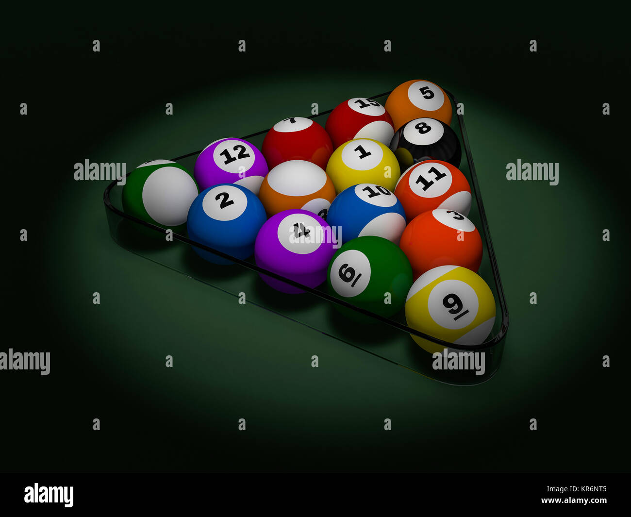 Pool billiard balls in starting position. 3D rendering Stock Photo Alamy