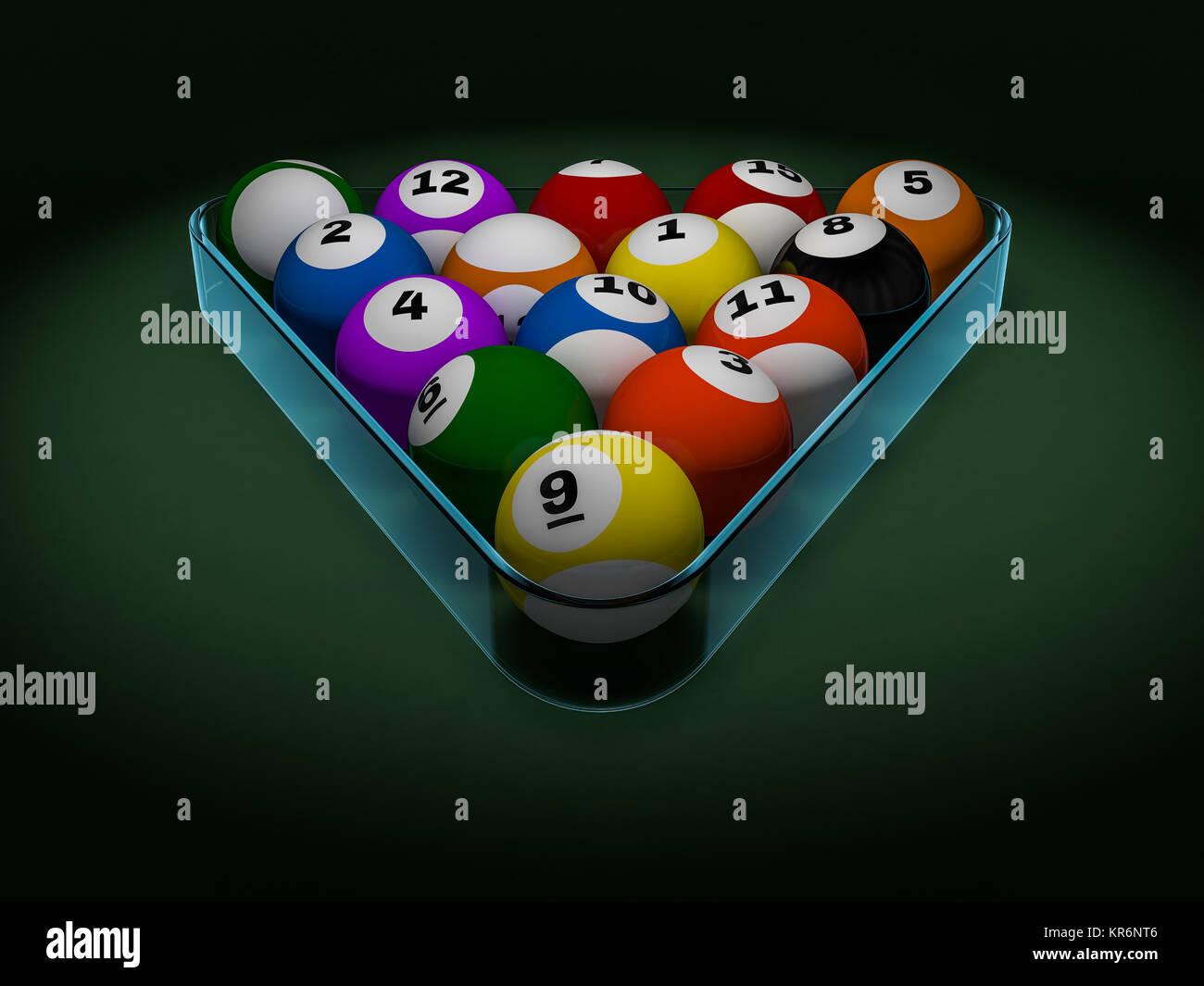 Pool billiard balls in starting position. 3D rendering Stock Photo Alamy
