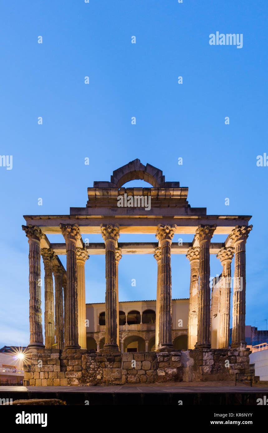 Roman temple of Diana, Merida, Extremadura, Spain Stock Photo